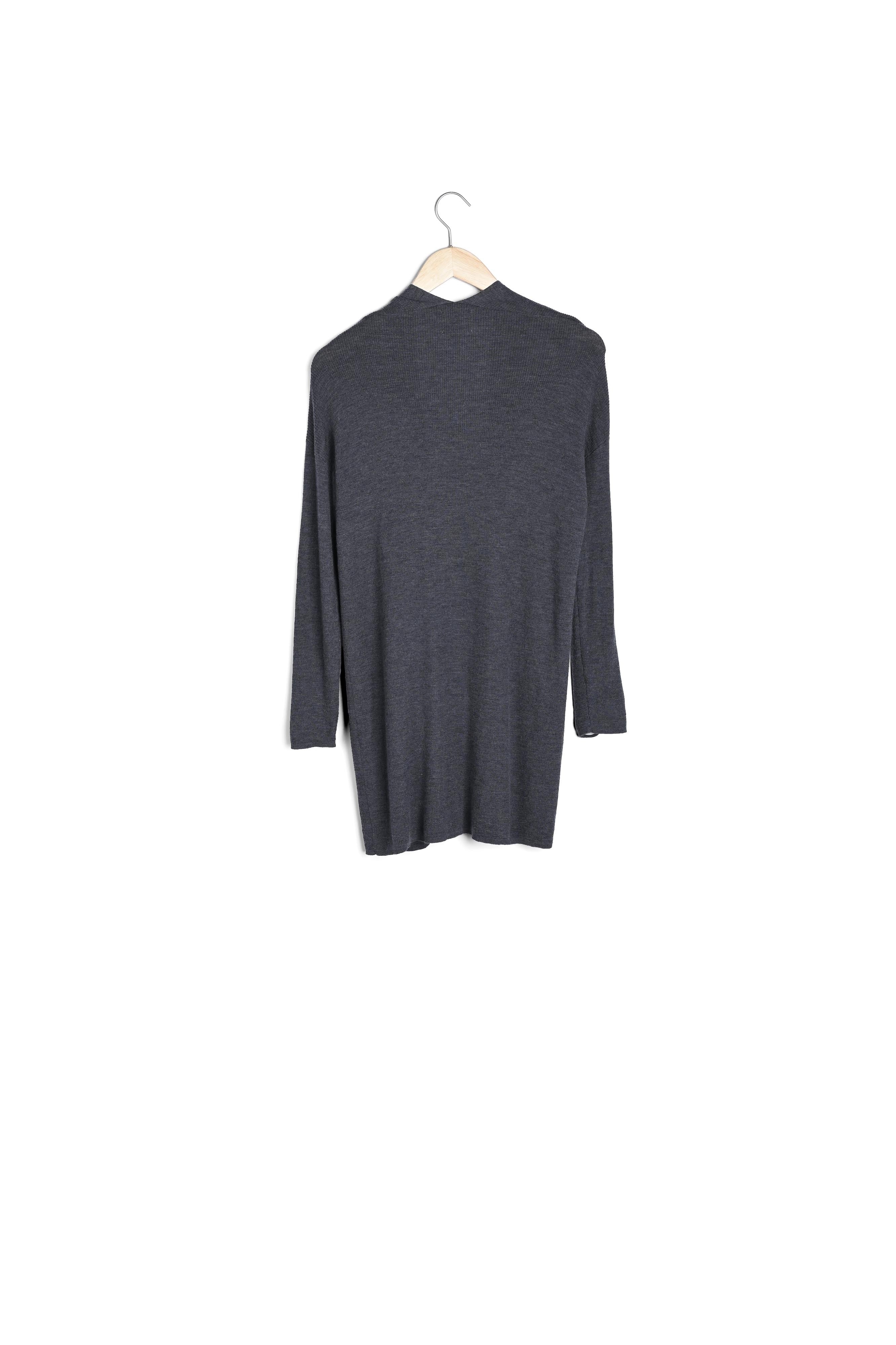 Gilet long en laine fine recyclée gris anthracite Tiago Faume - seconde main