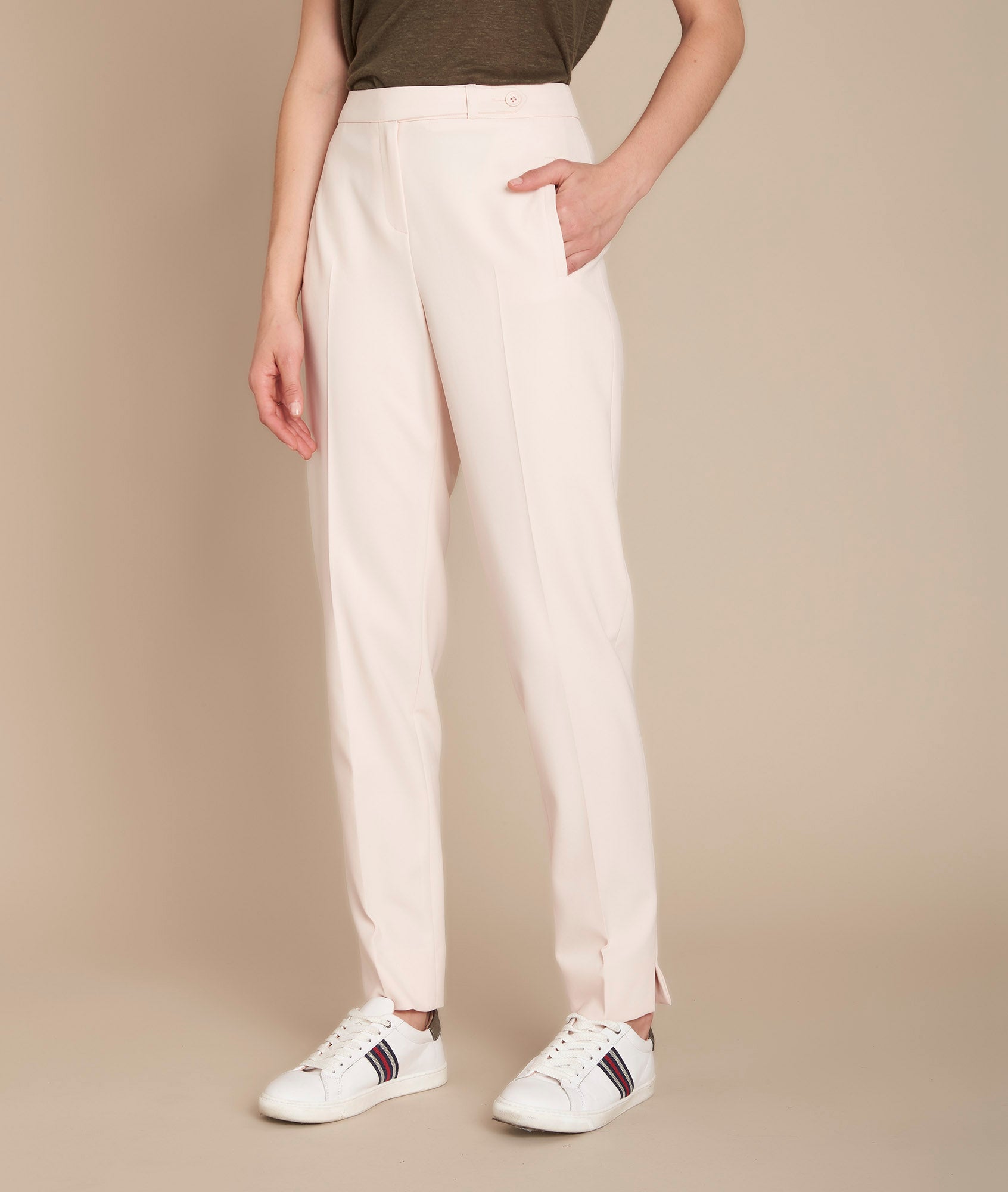 Pantalon poudre cigarette en microfibre Lara Faume - seconde main