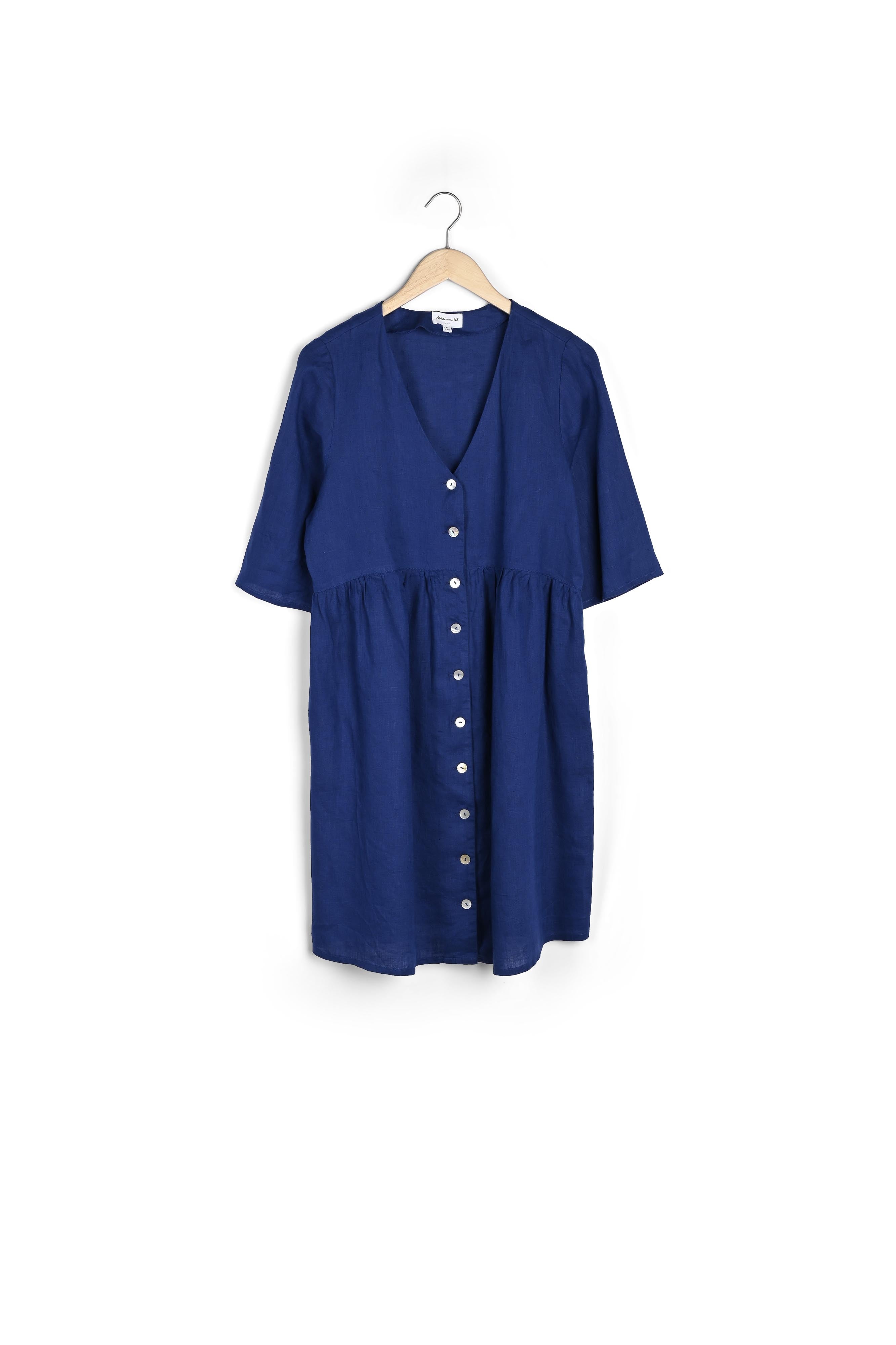 Robe en lin boutonnée bleue Lalou Faume - seconde main