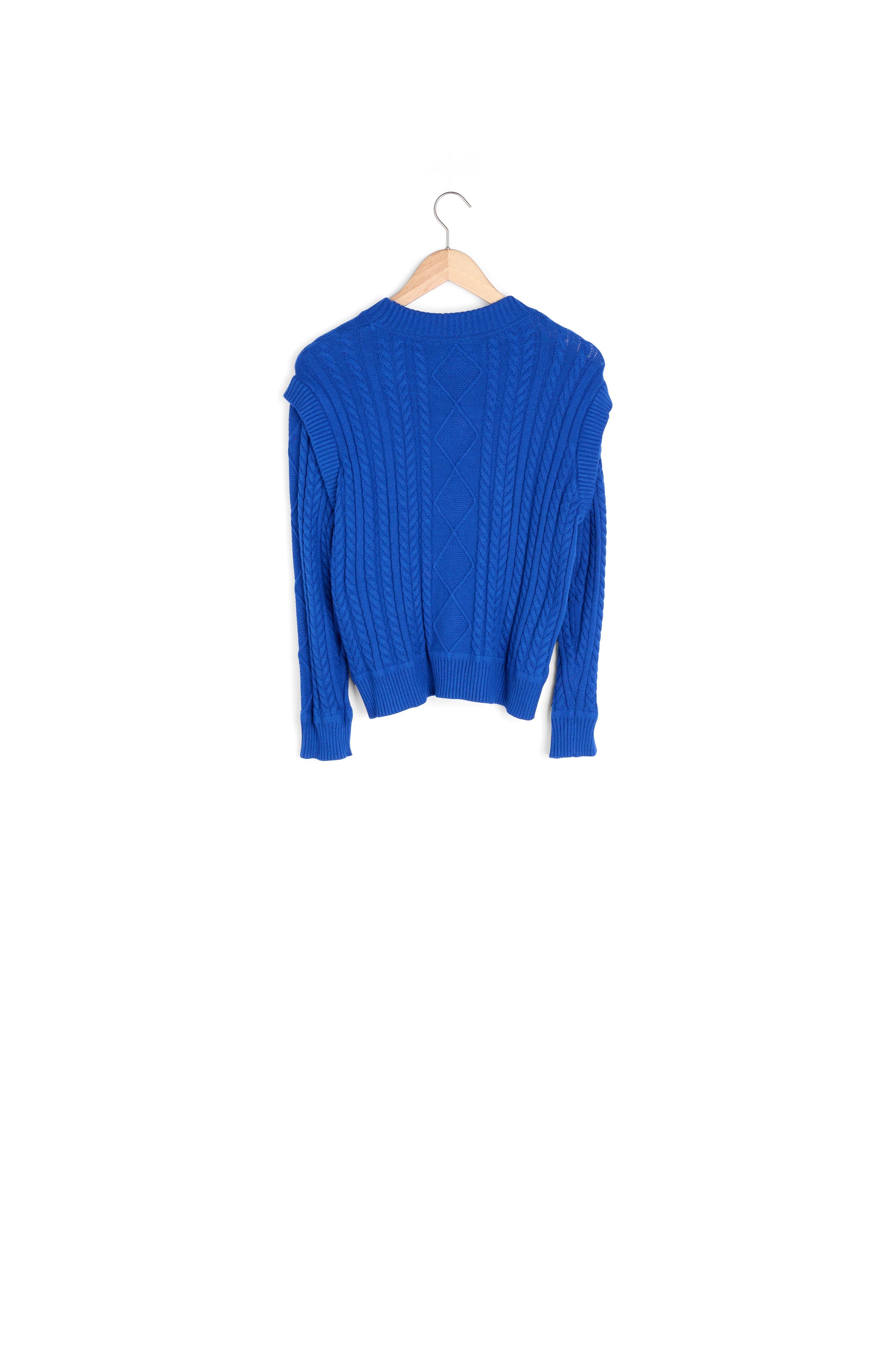 Pull torsadé en viscose EcoVero bleu roi Basso Faume - seconde main