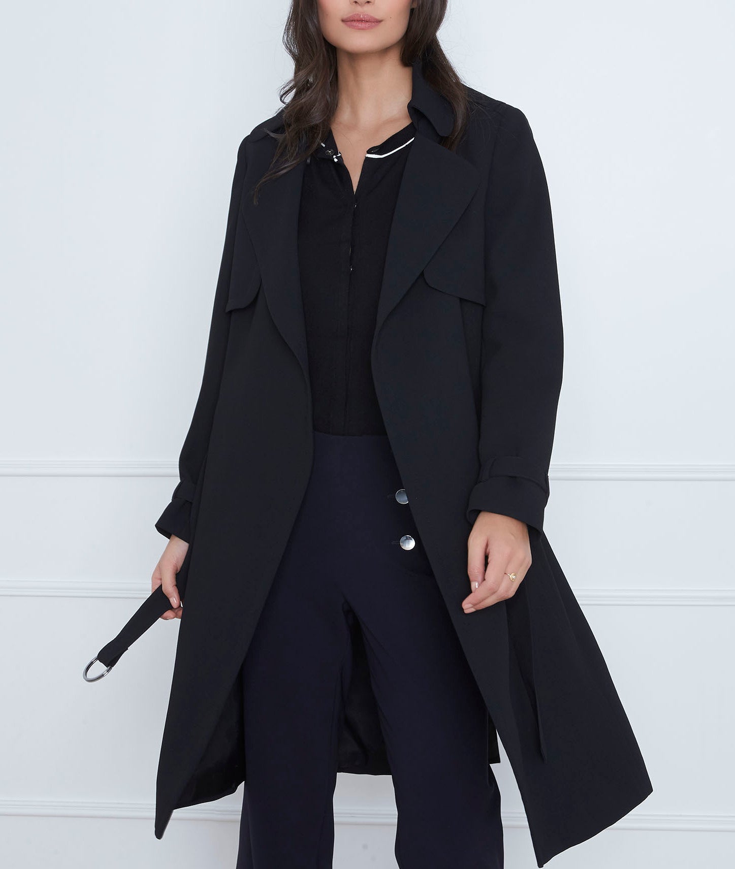 Manteau noir col tailleur 3/4 Klara Faume - seconde main