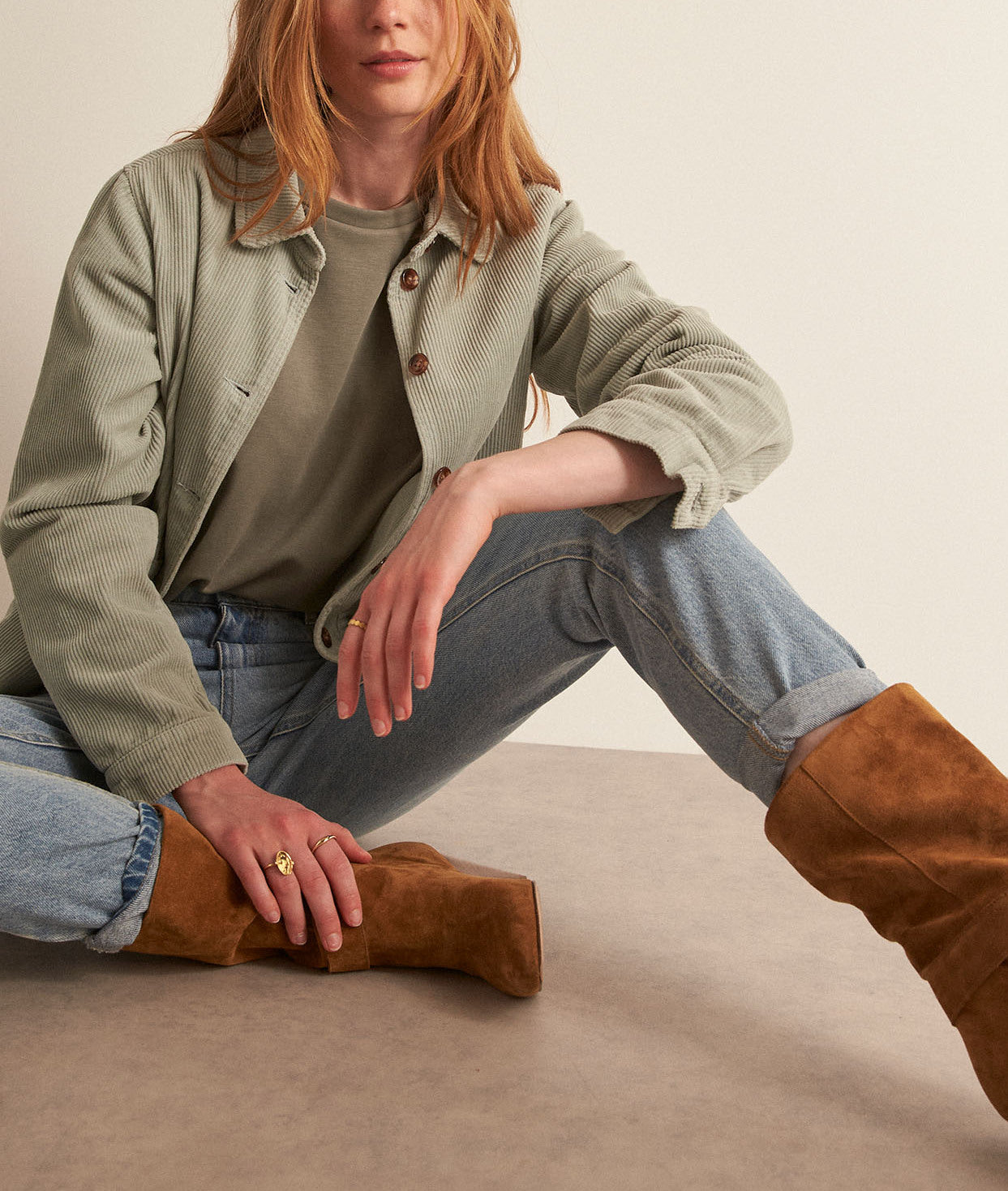 Sweat-shirt léger à épaulettes sauge Fire Faume - seconde main