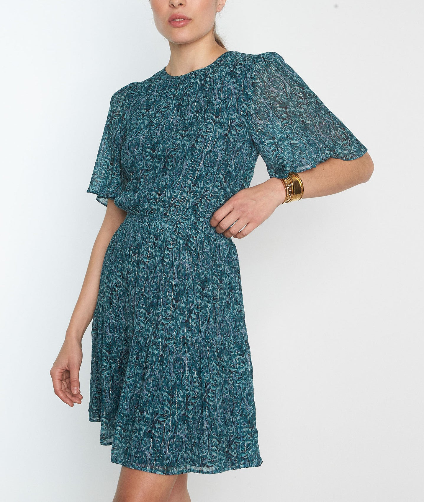 Robe courte imprimée verte Nose Faume - seconde main