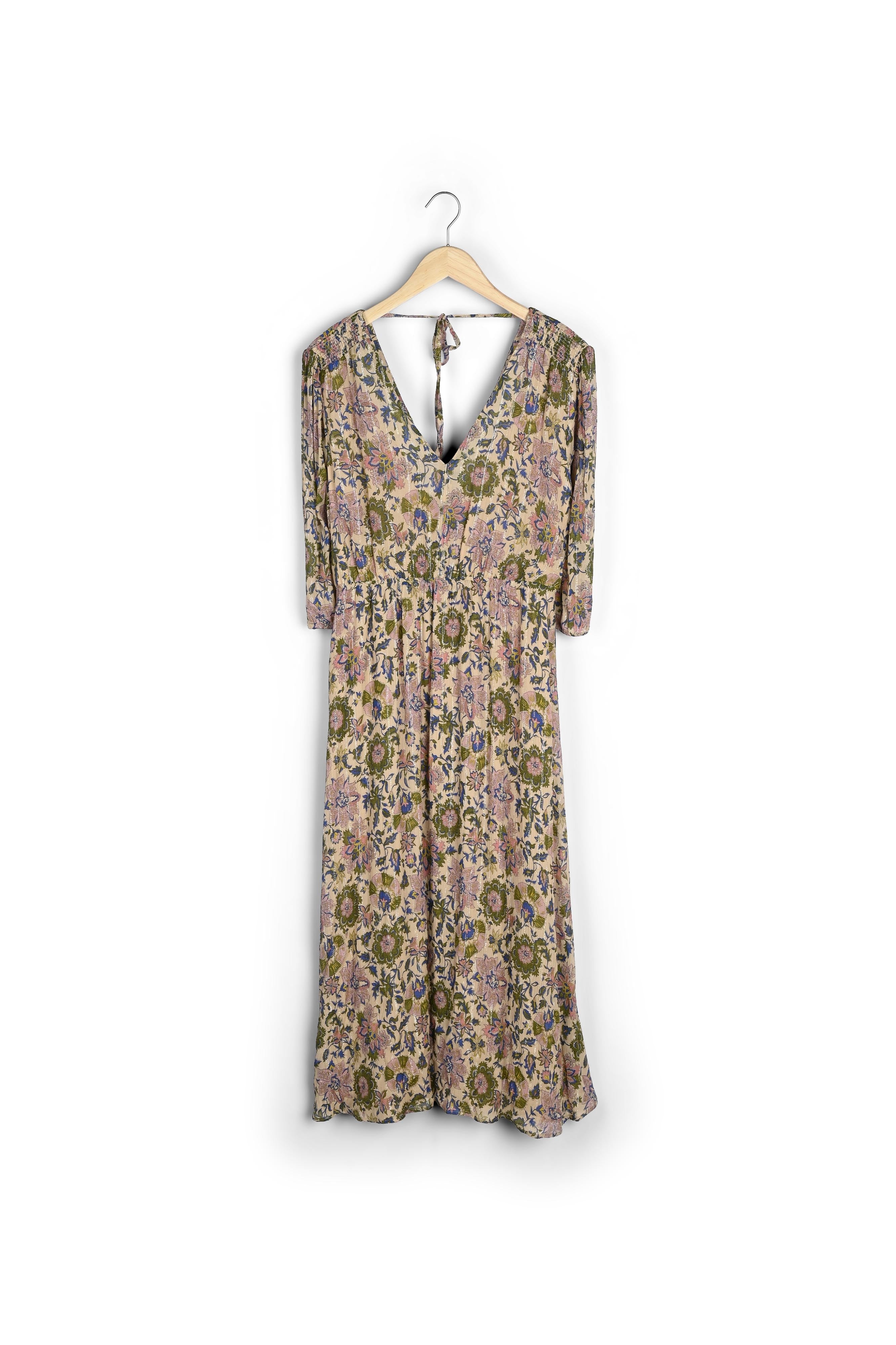 Robe longue imprimée kaki Surie Faume - seconde main