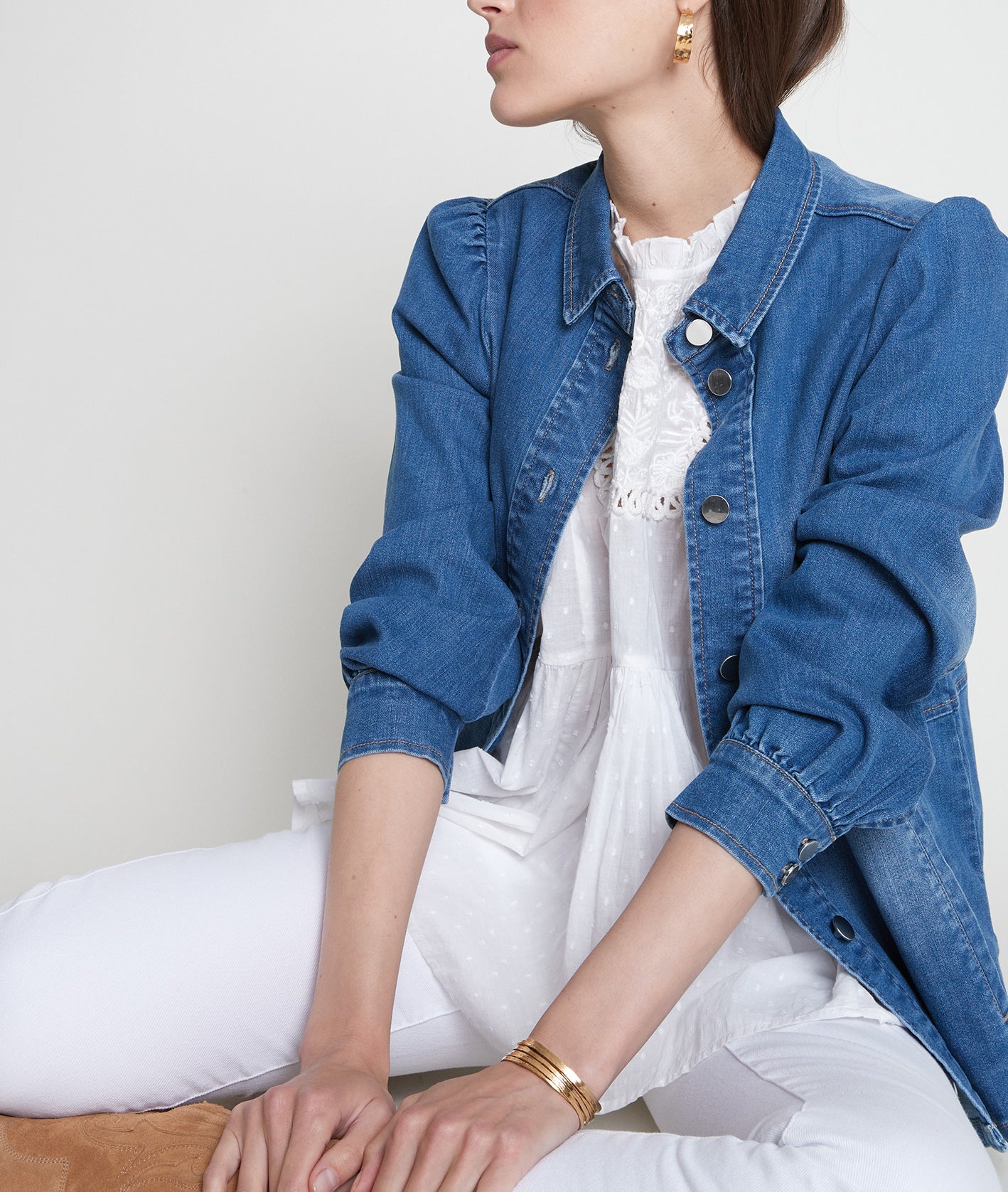 Veste saharienne en denim stone used Roma Faume - seconde main