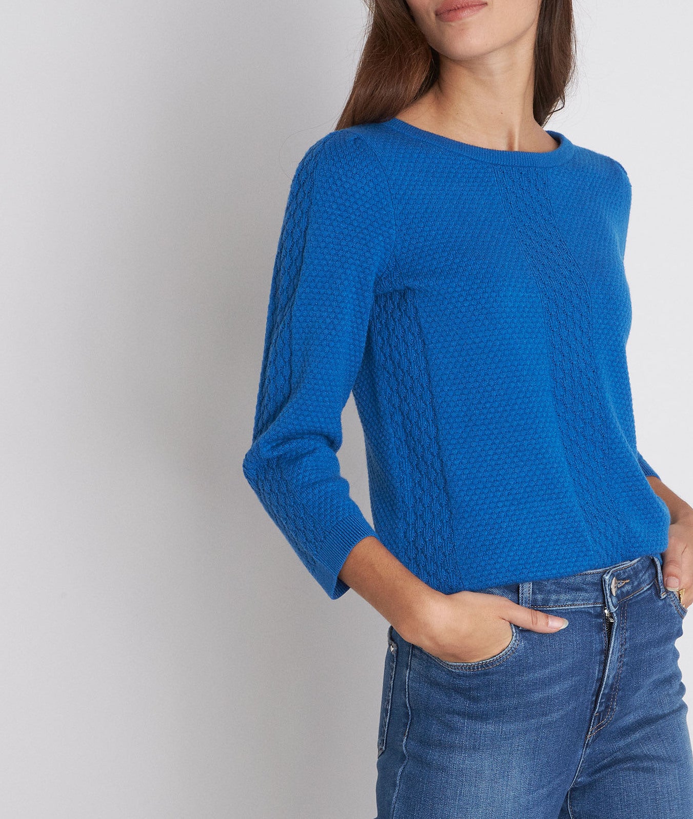 Pull en viscose texturée bleu Presley Faume - seconde main