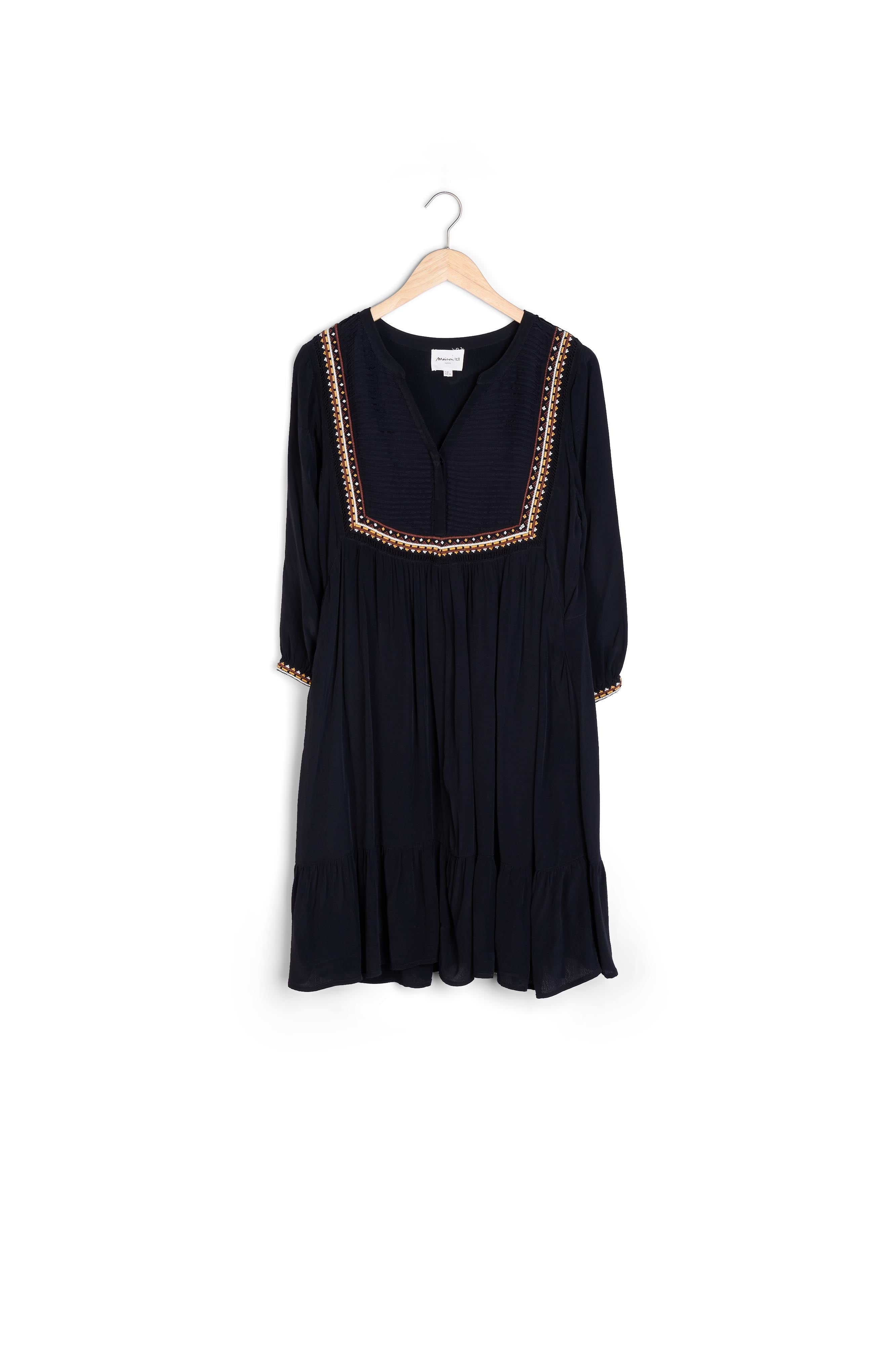 Robe courte noire brodée Neige Faume - seconde main