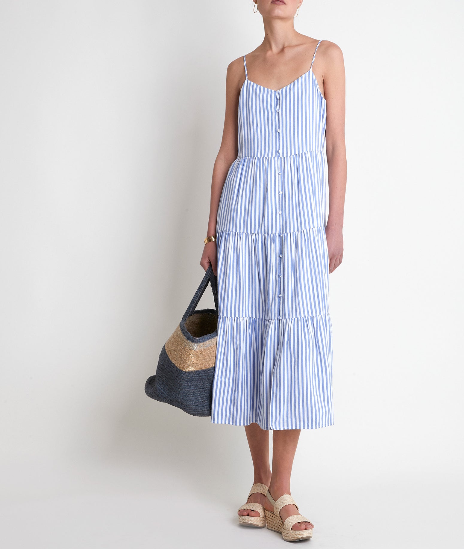 Robe longue rayée ciel Lily Faume - seconde main