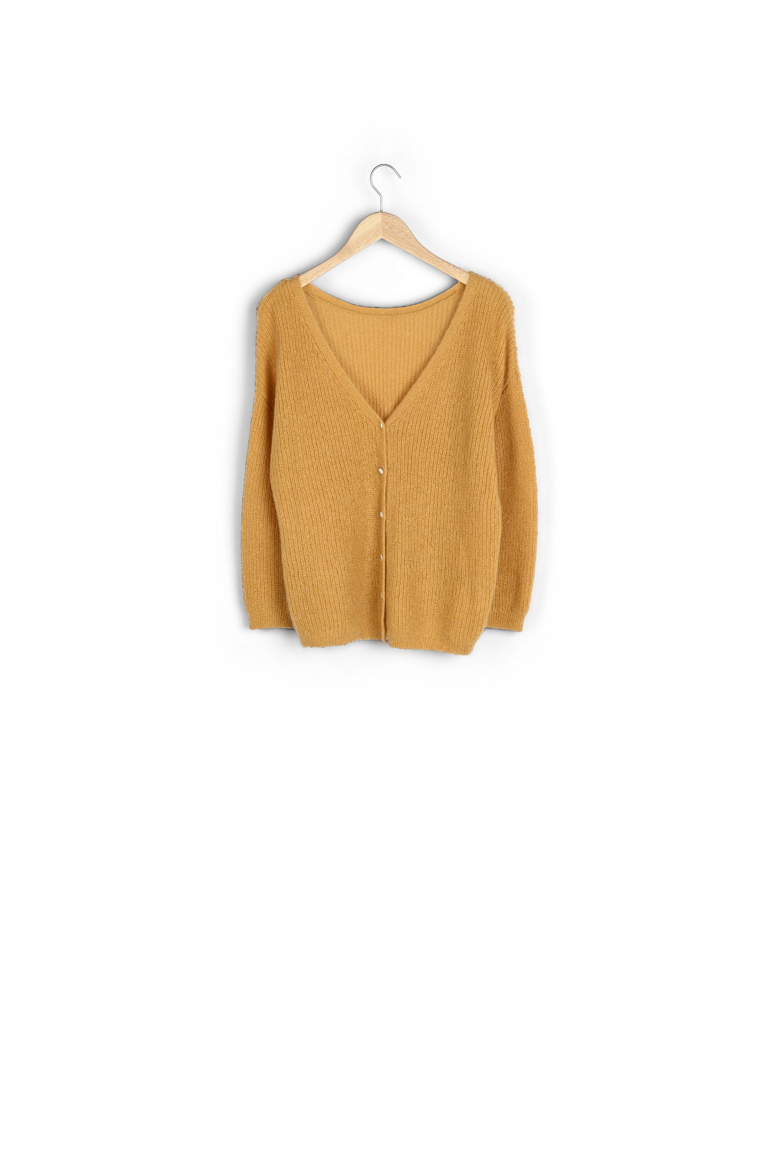 Cardigan en polyamide et laine recyclés jaune Paddy Faume - seconde main