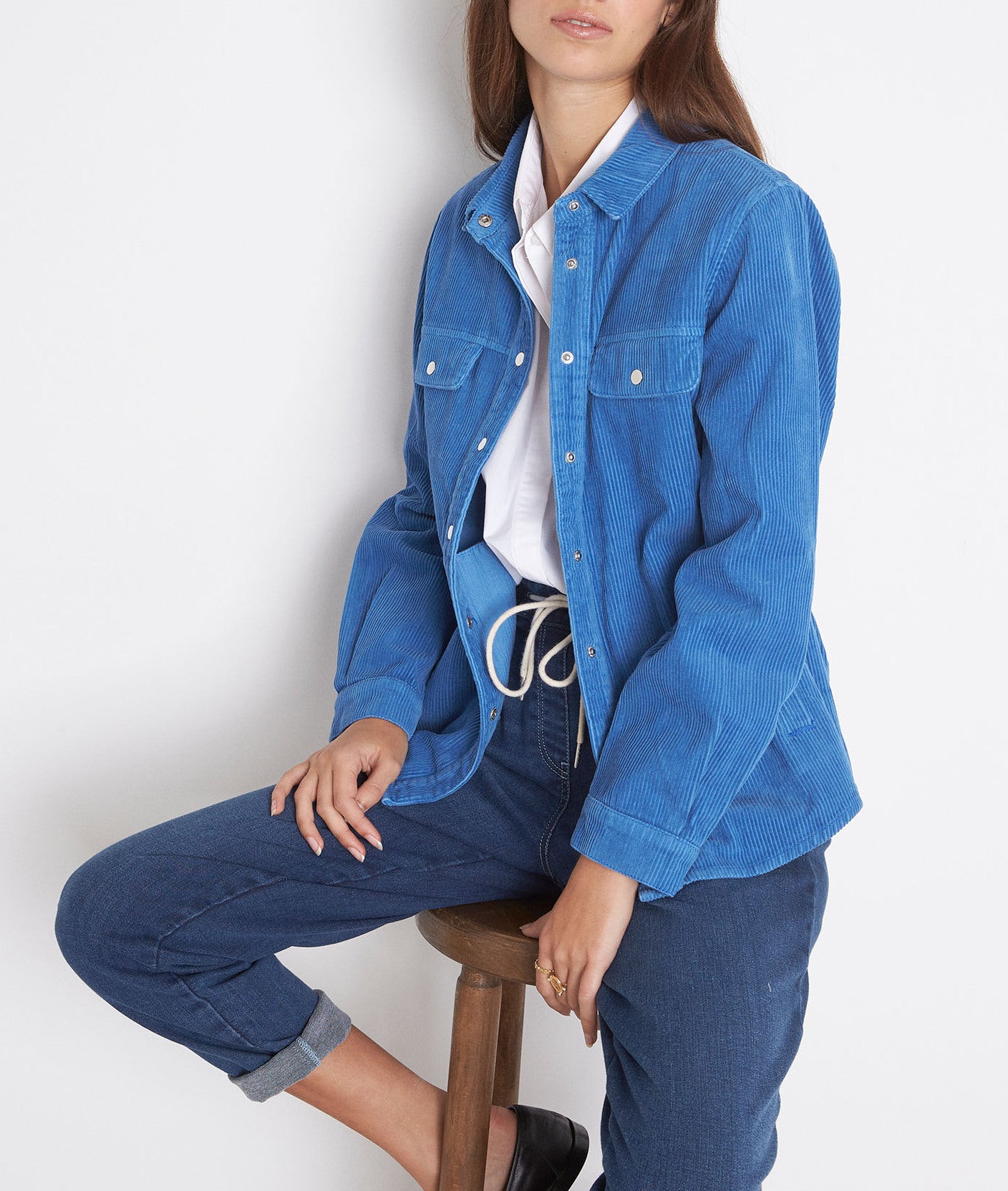 Surchemise en velours côtelé bleu électrique Fanilo Faume - seconde main