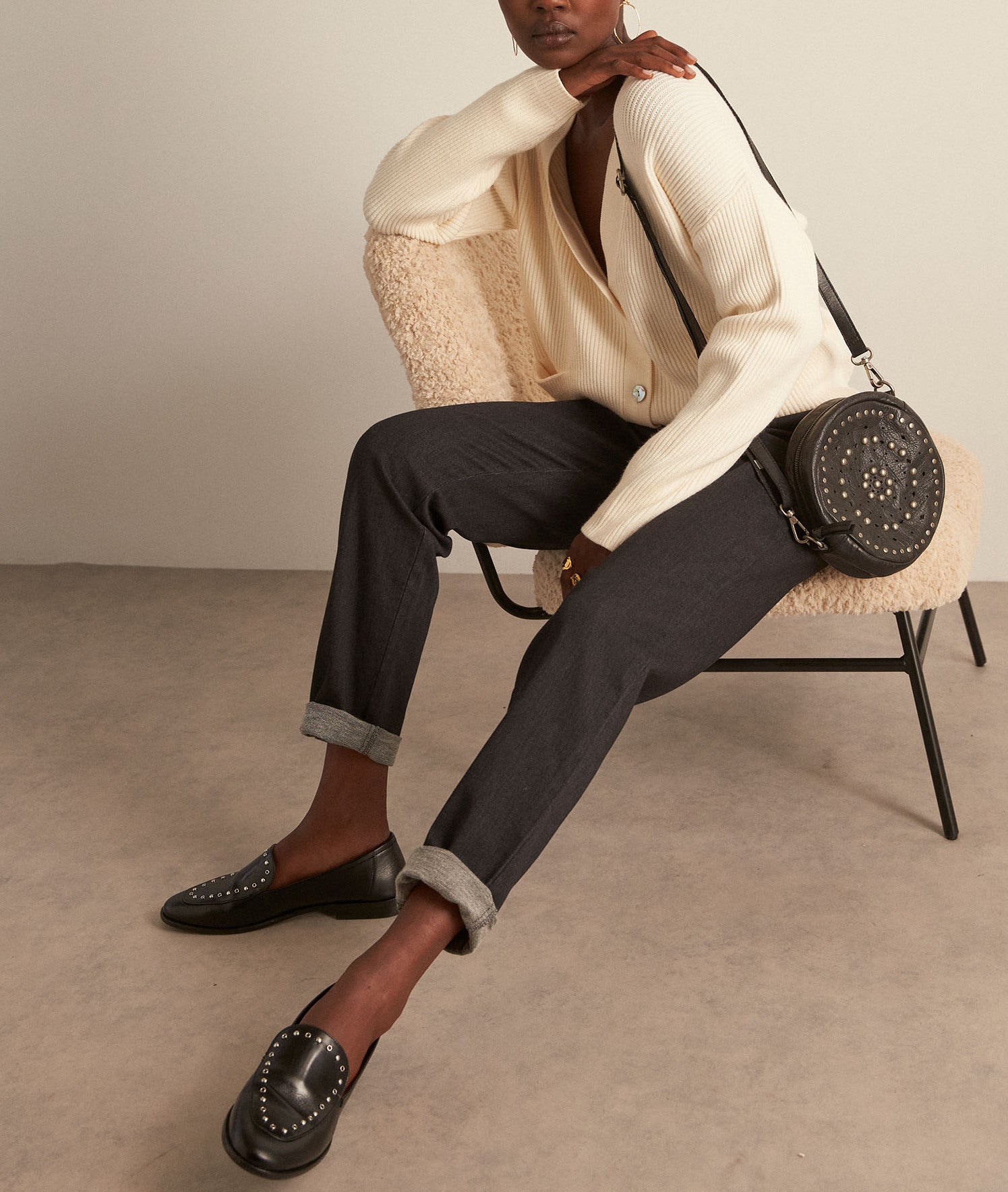 Jean esprit sportswear en coton noir Noor Faume - seconde main