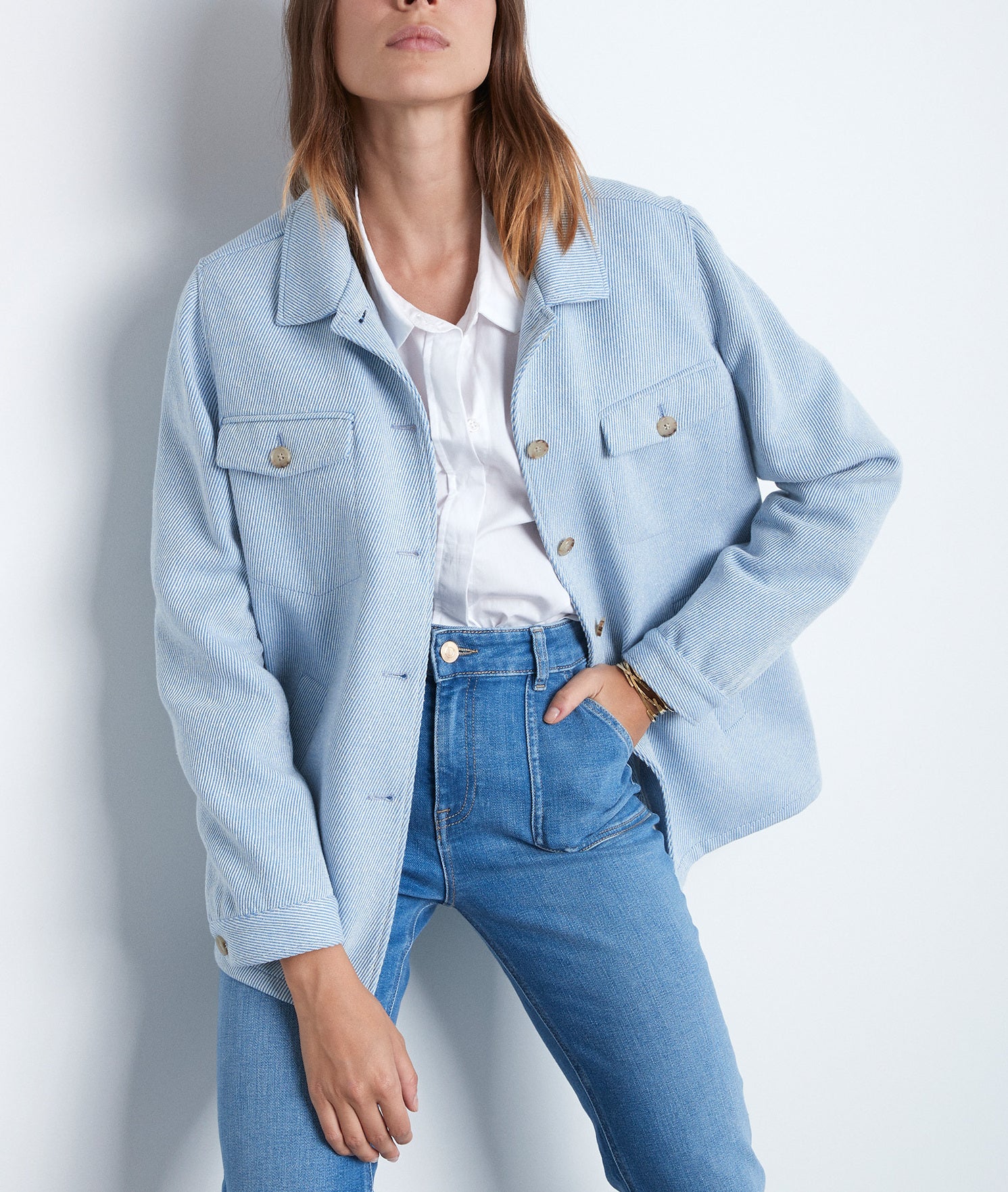 Veste en coton épais bleu ciel Poeme Faume - seconde main