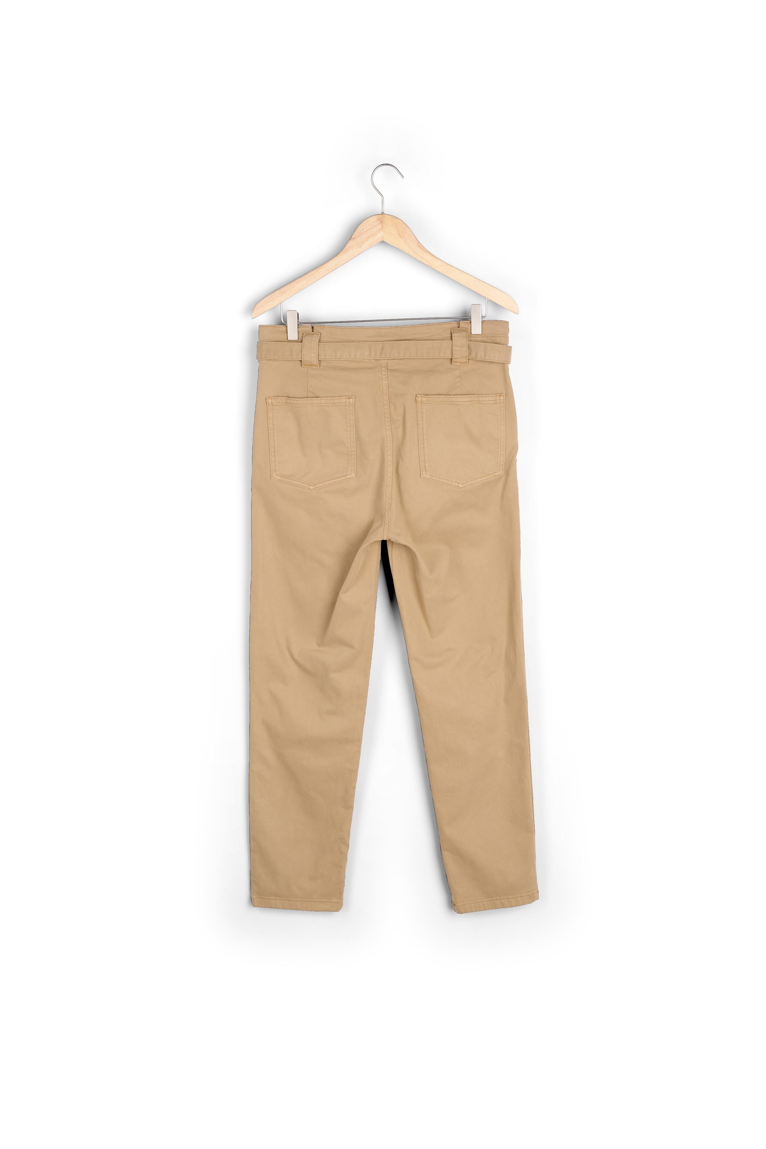 Pantalon paper bag en coton beige PAM Faume - seconde main