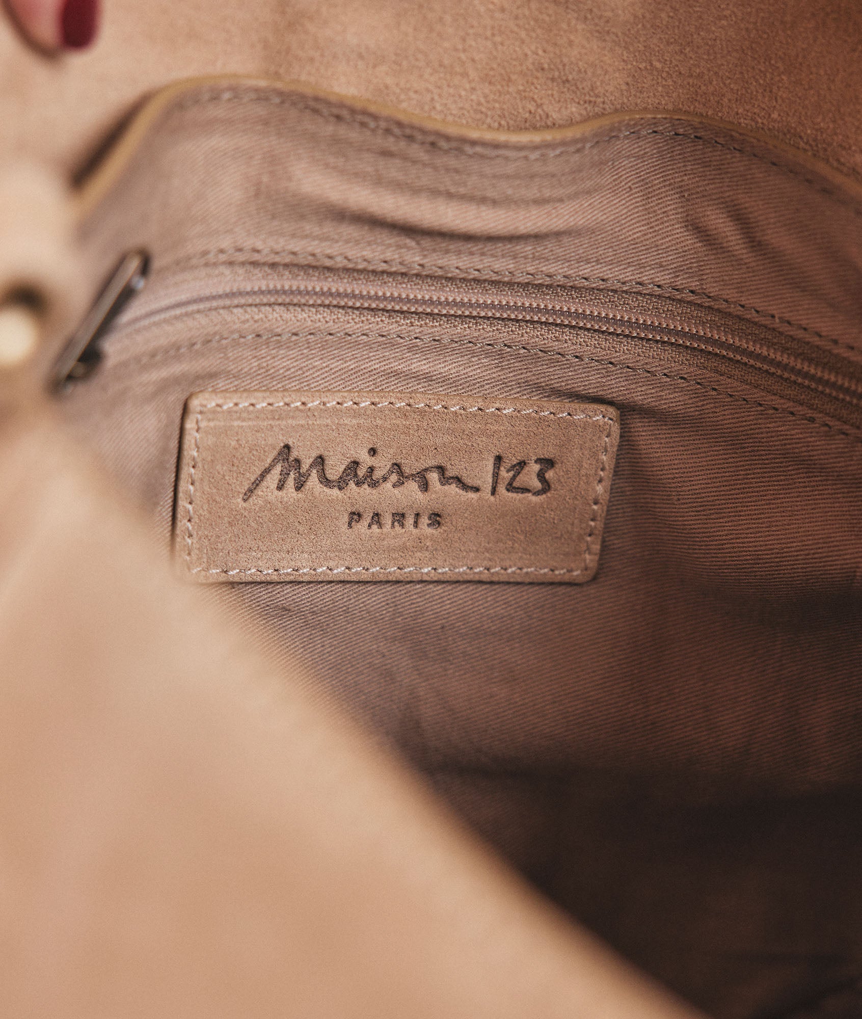 Sac besace en cuir frangé beige Leotie Faume - seconde main