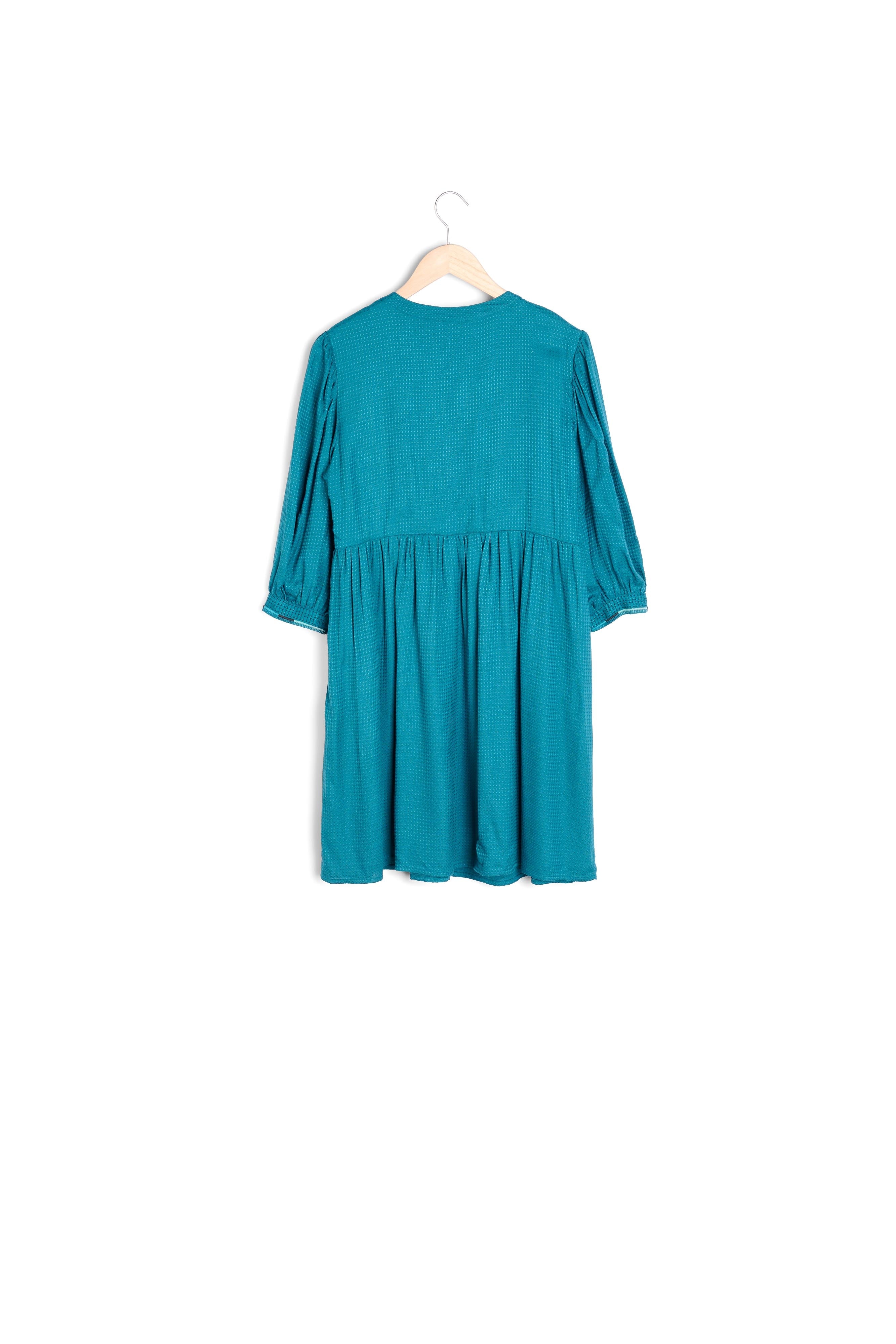 Robe mi-longue brodée verte Nafa Faume - seconde main