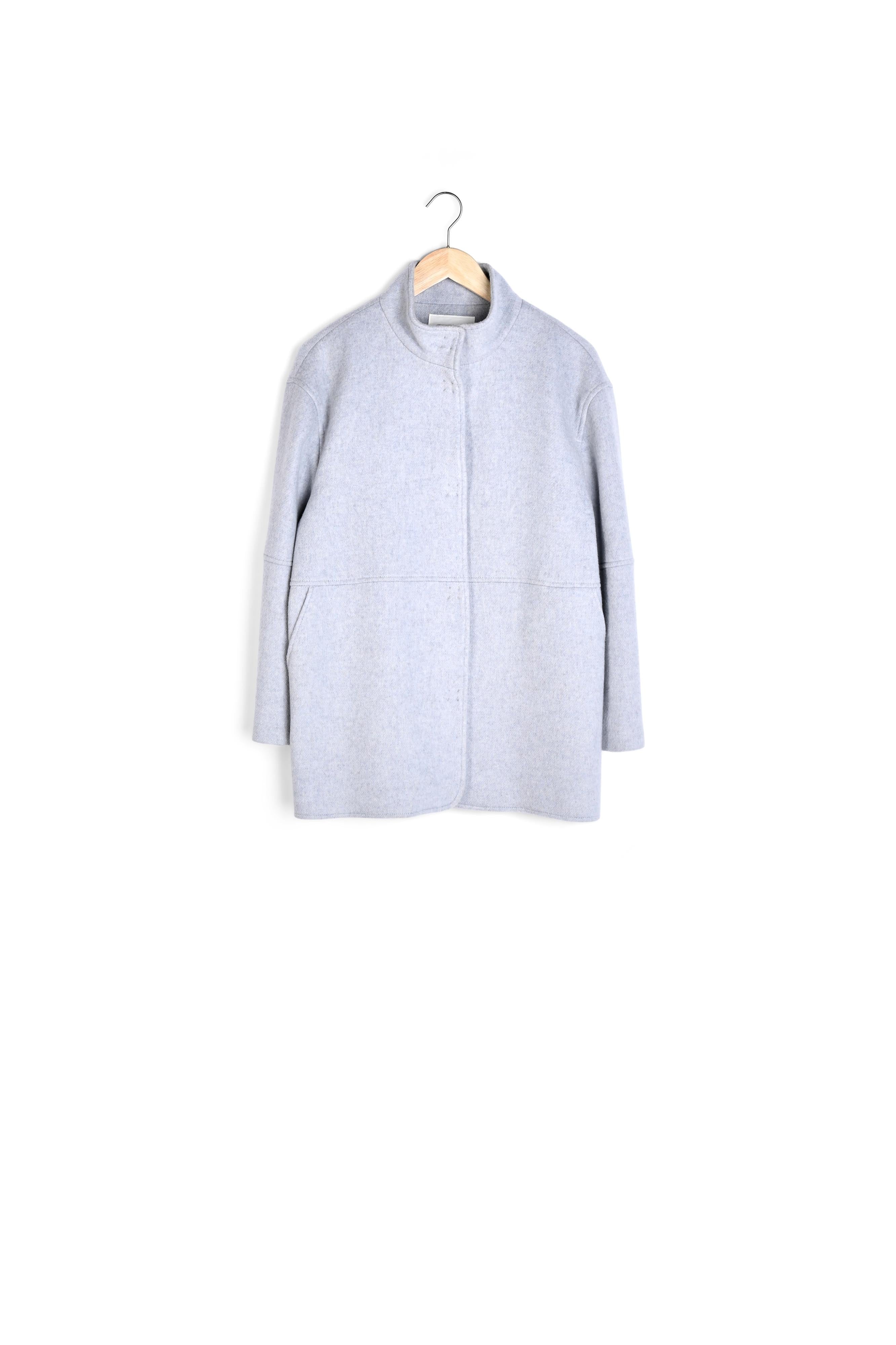 Manteau court en laine bleu ciel Lamia Faume - seconde main