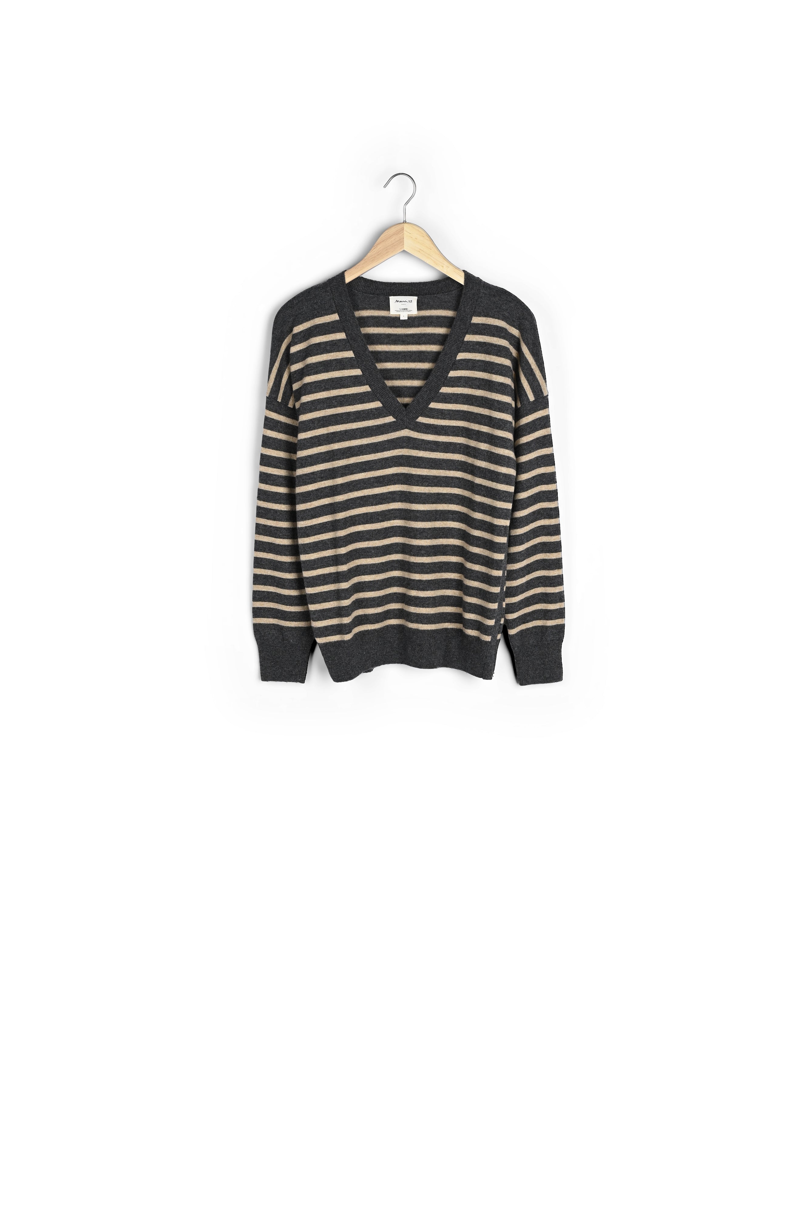 Pull marinière gris en laine responsable Bradley Faume - seconde main