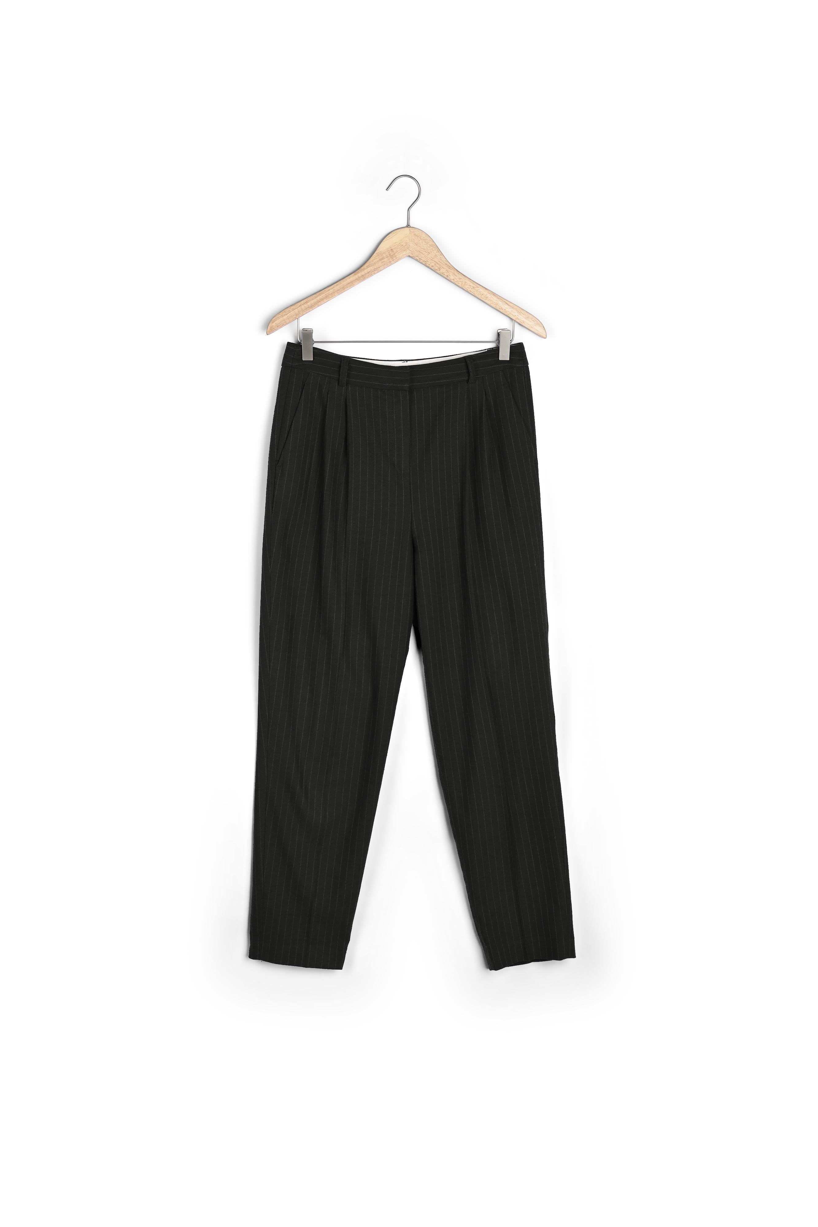 Pantalon de tailleur finement rayé kaki Simbad Faume - seconde main