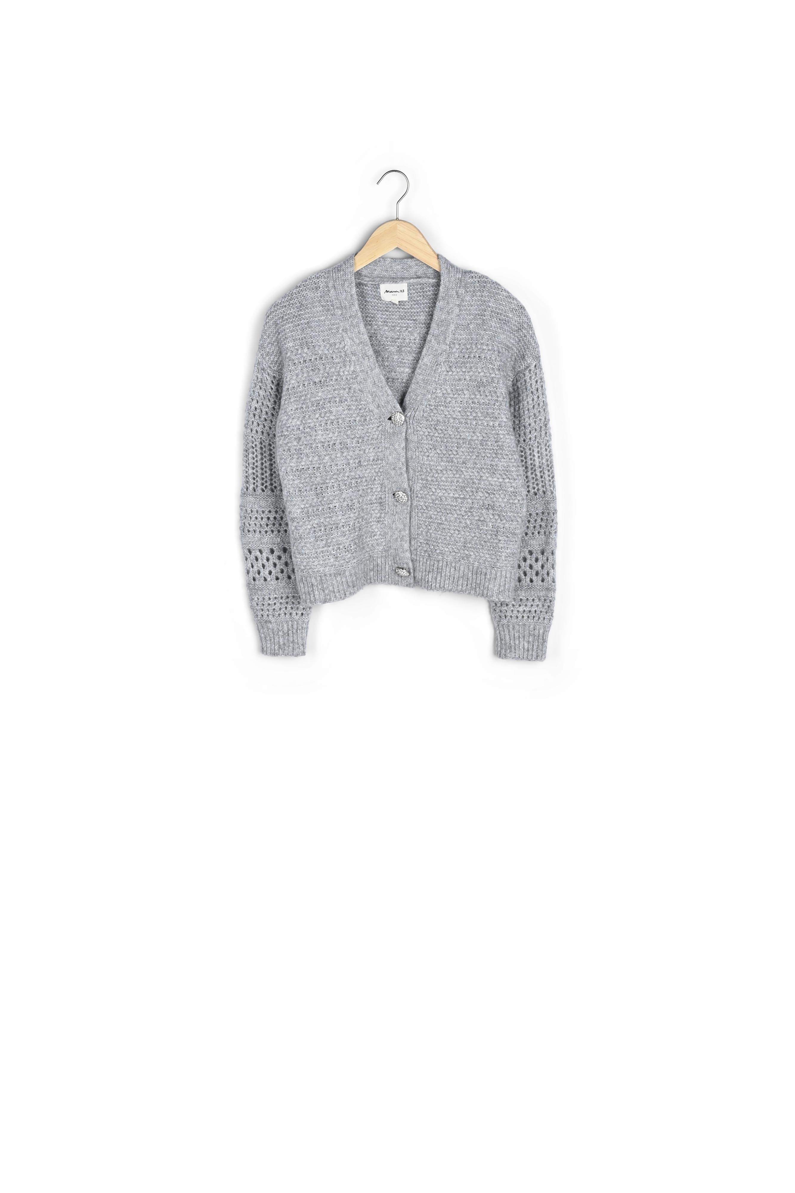Cardigan ajouré gris chiné Bawer Faume - seconde main