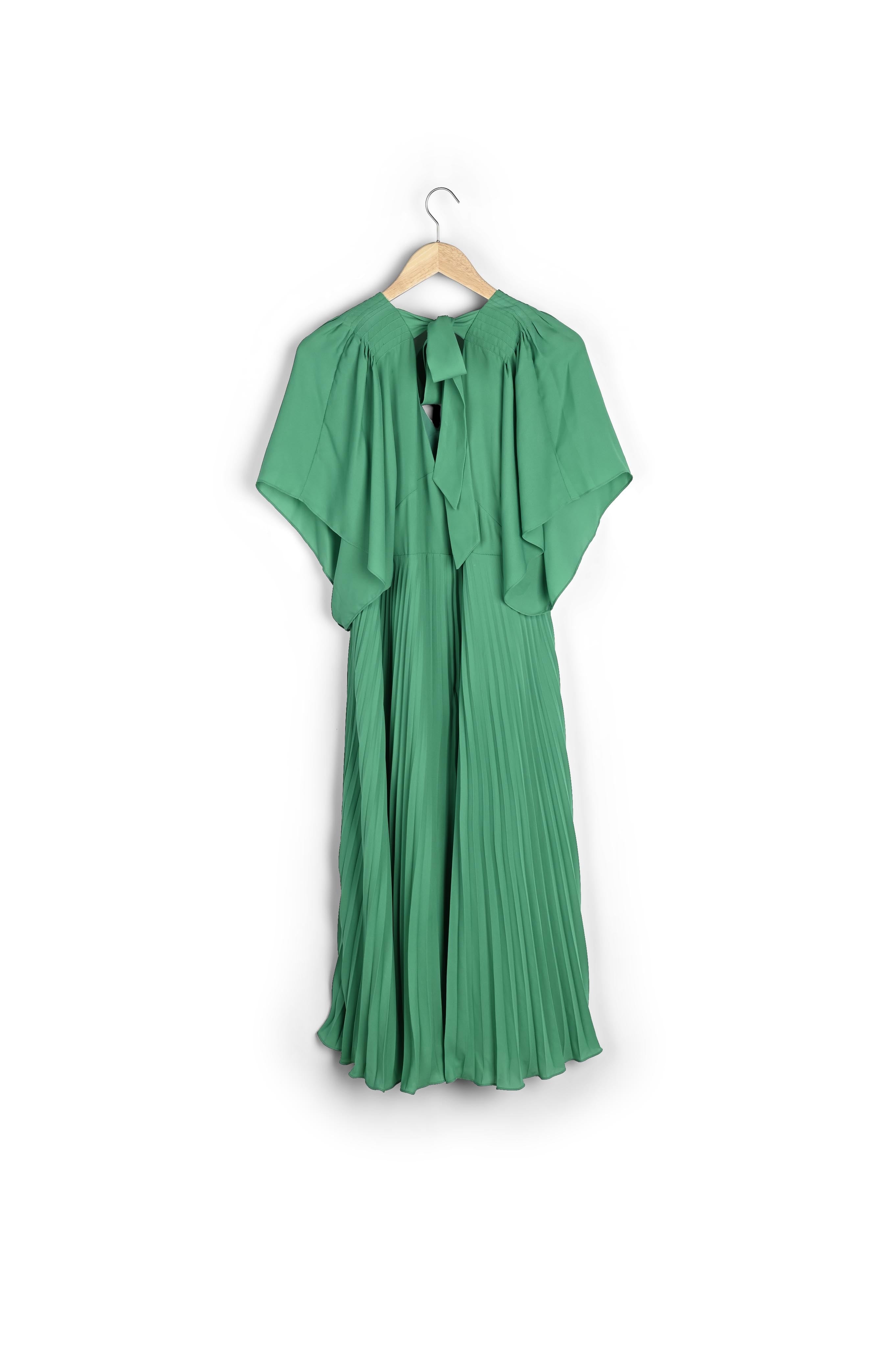 Robe plissée verte Hedwige Faume - seconde main