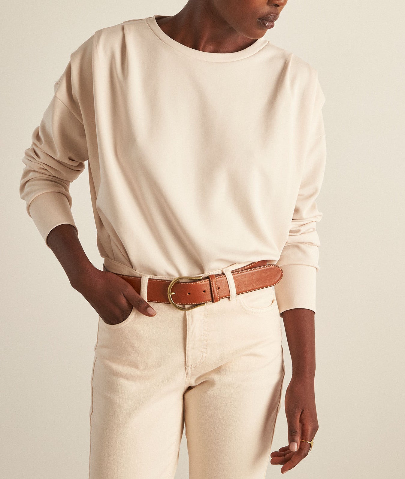 Sweat-shirt léger à épaulettes ivoire Fire Faume - seconde main