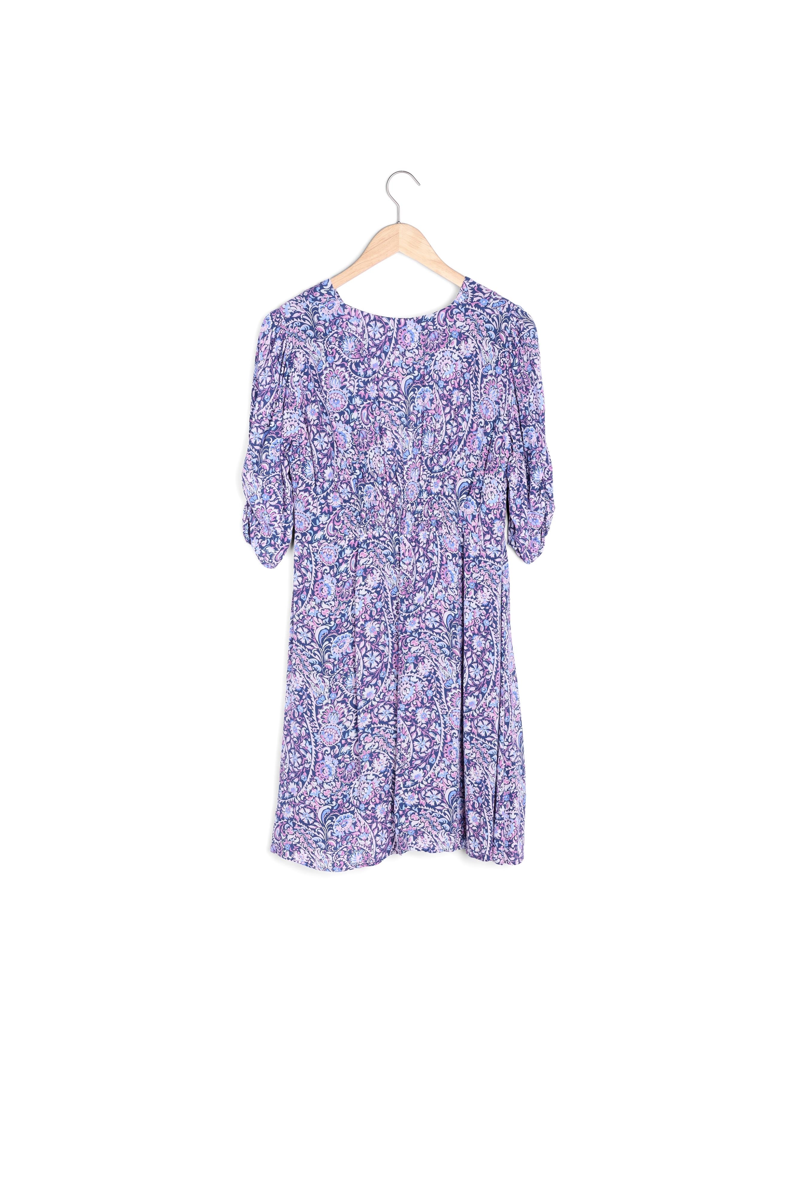 Robe courte imprimée bleue Claude bis Faume - seconde main