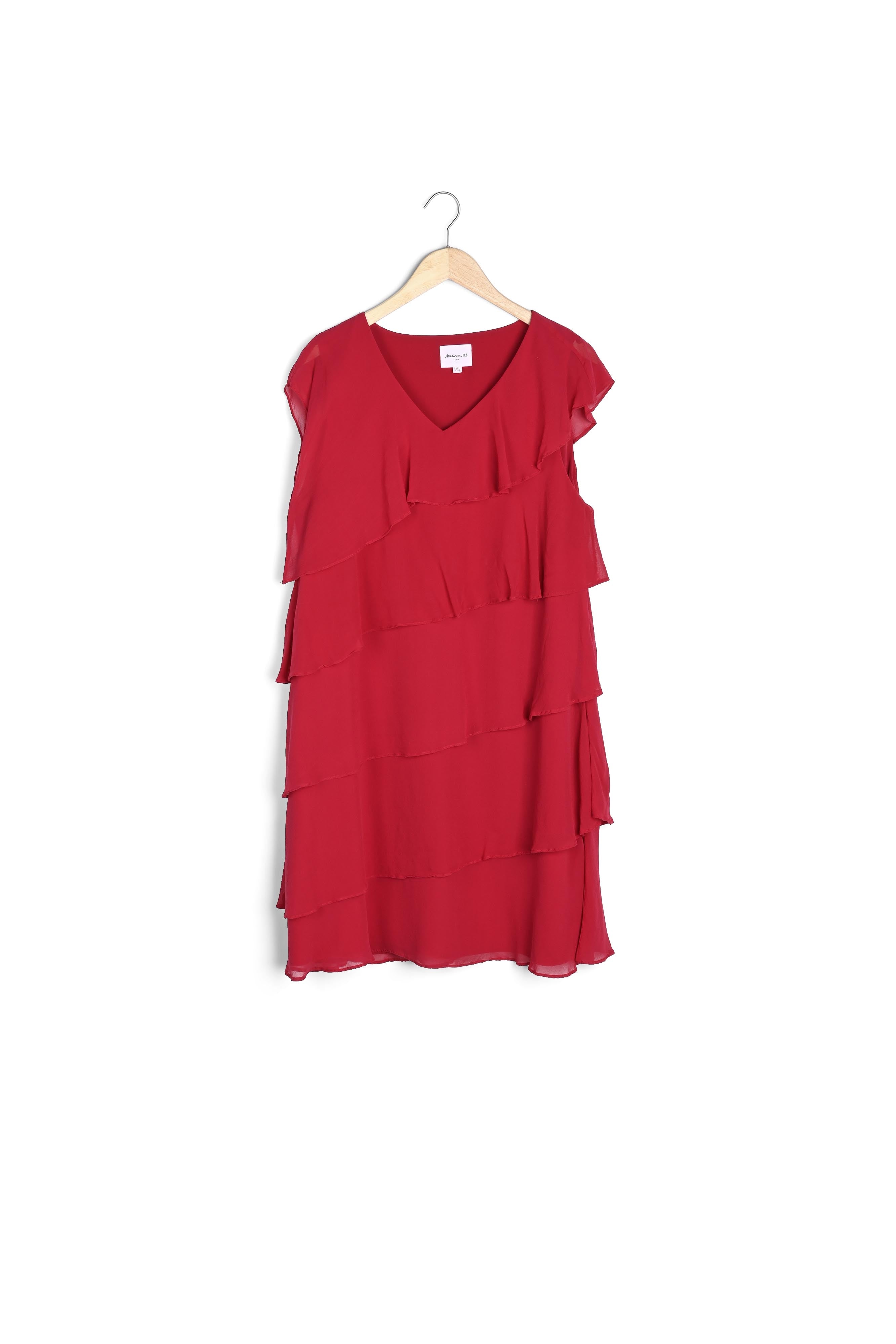 Robe rouge en soie à volants Oly Faume - seconde main