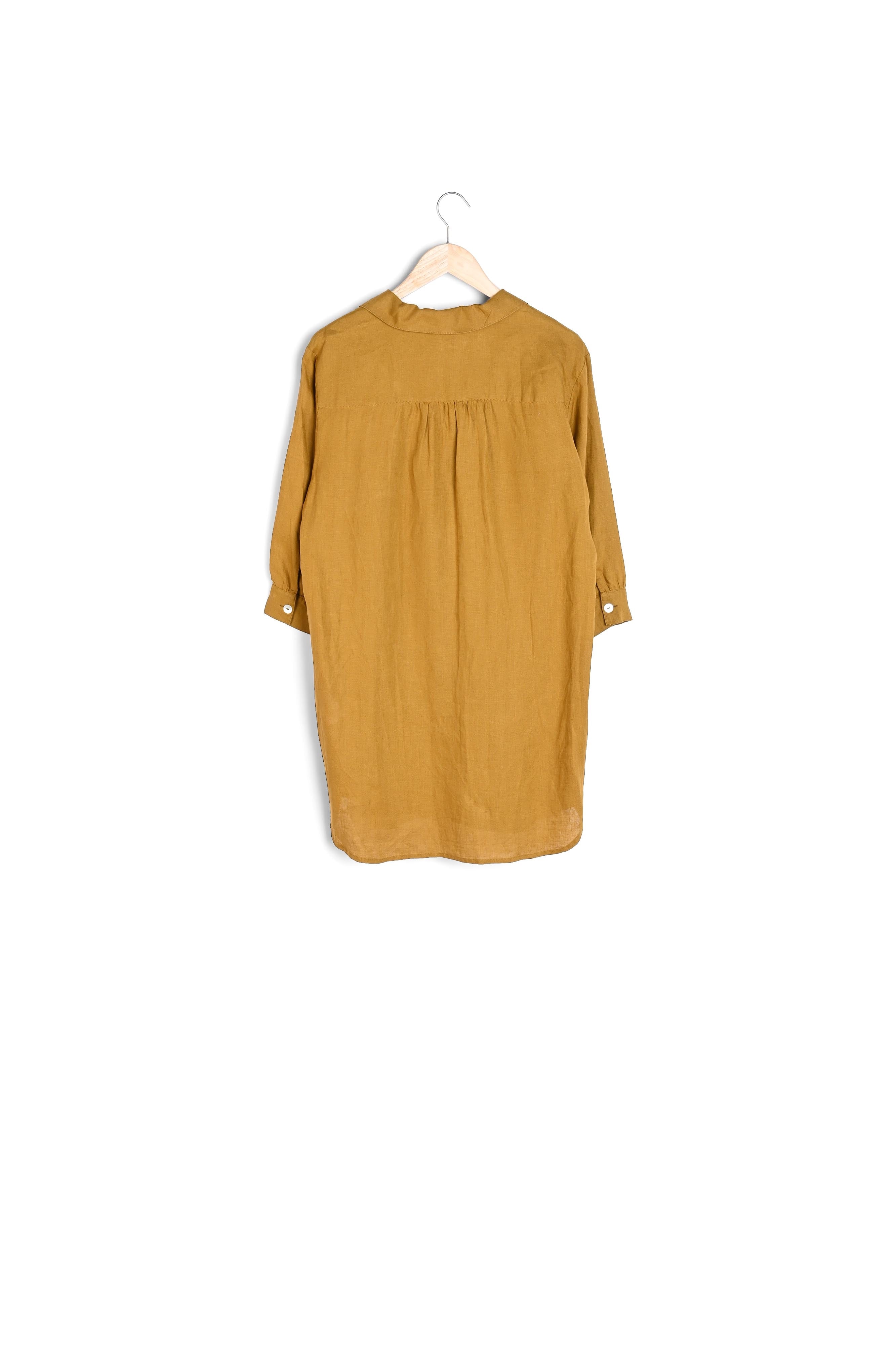 Robe courte en lin responsable olive Nicky Faume - seconde main