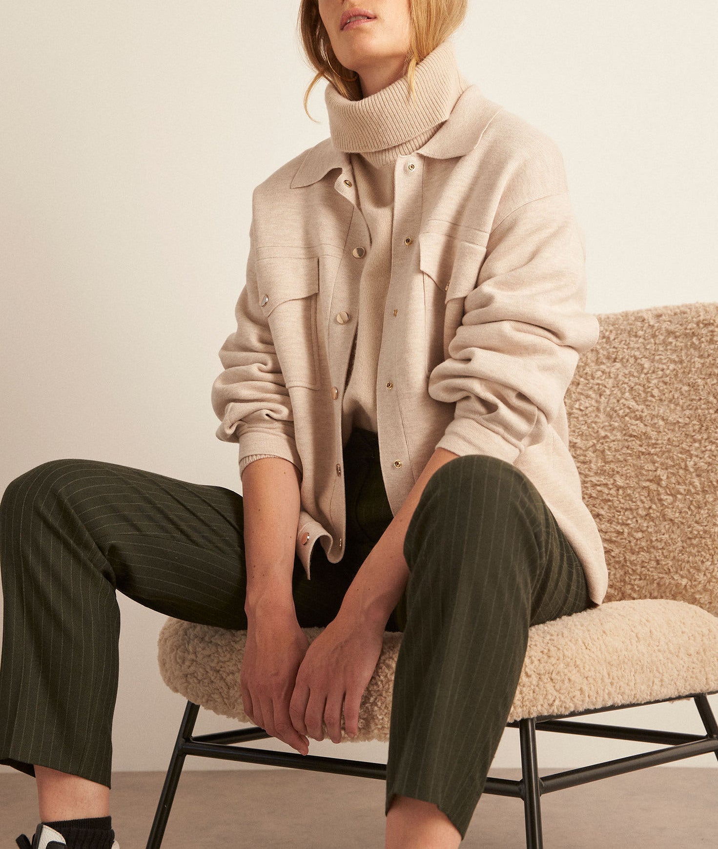 Surchemise en maille EcoVero beige Brooke Faume - seconde main