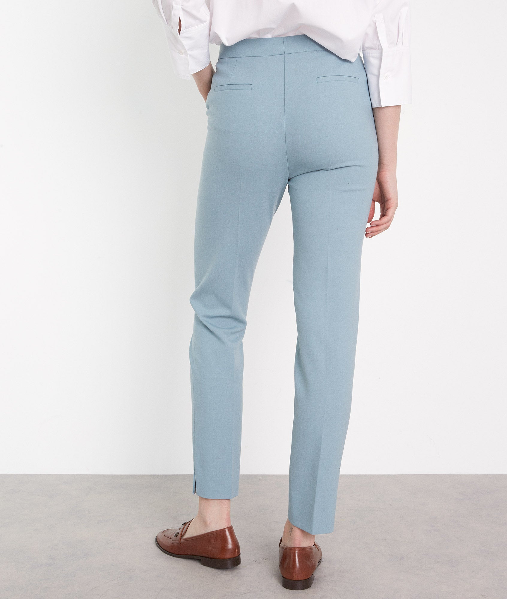Pantalon cigarette de tailleur céladon Harry Faume - seconde main