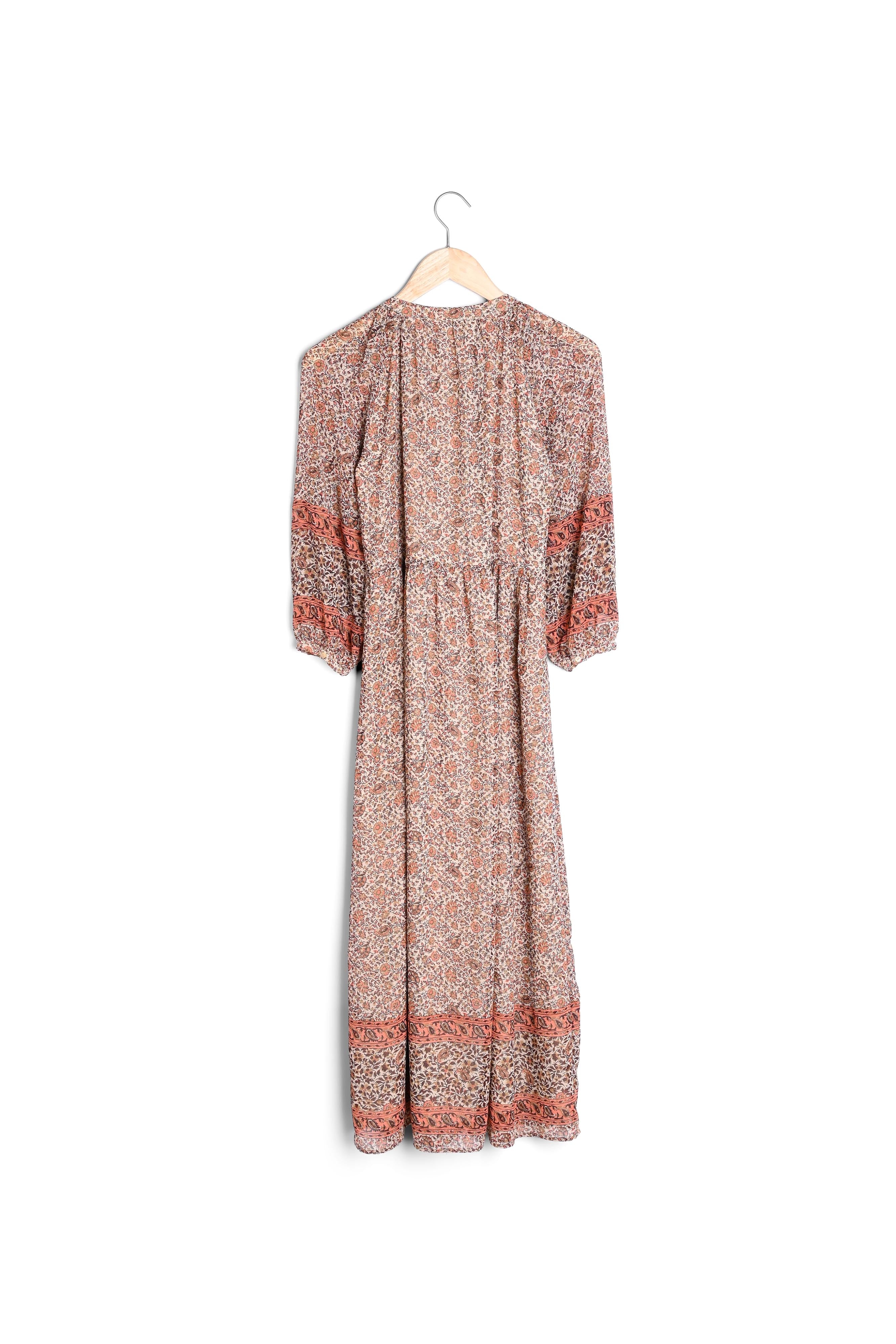 Robe longue imprimée vieux rose Satine Faume - seconde main