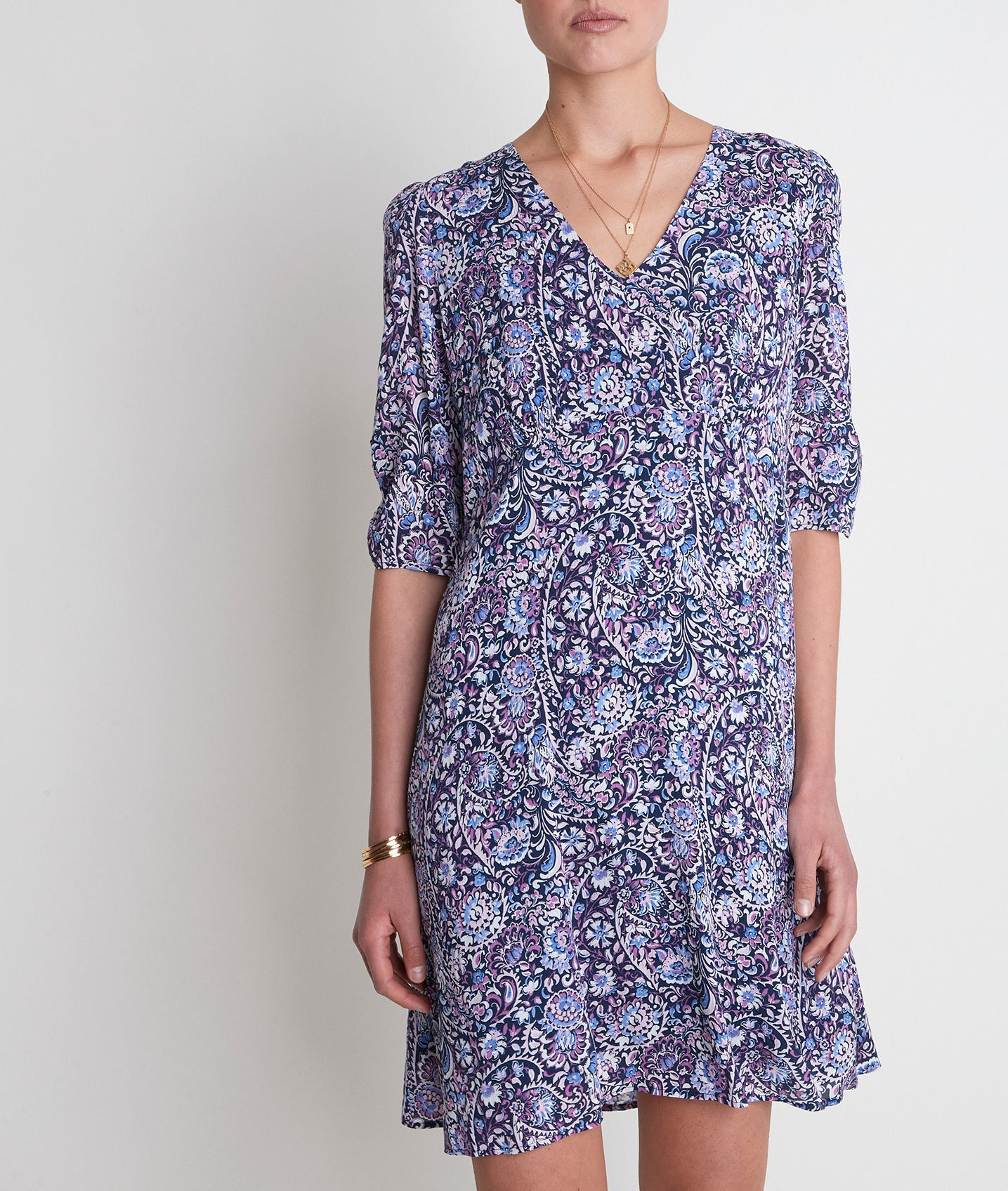 Robe courte imprimée bleue Claude bis Faume - seconde main