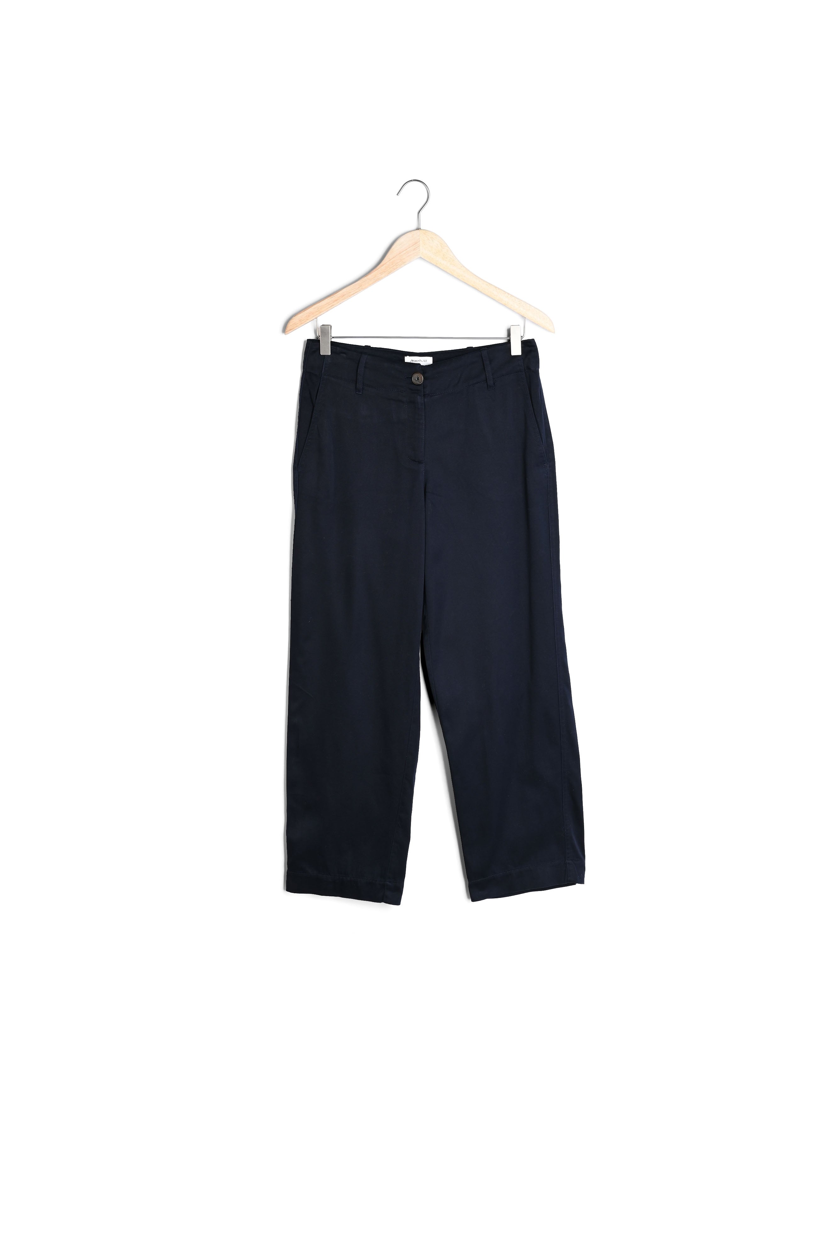 Pantalon droit et court en coton marine Tresor Faume - seconde main