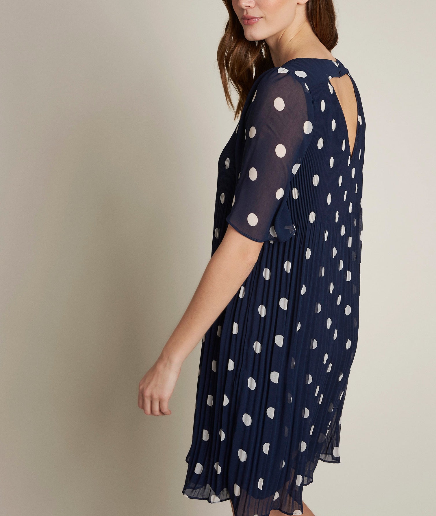 Robe plissée à pois bleue Coralia Faume - seconde main
