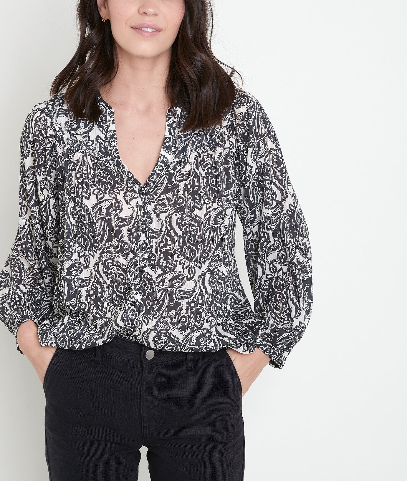 Blouse écrue imprimé fleuri Timeo Faume - seconde main