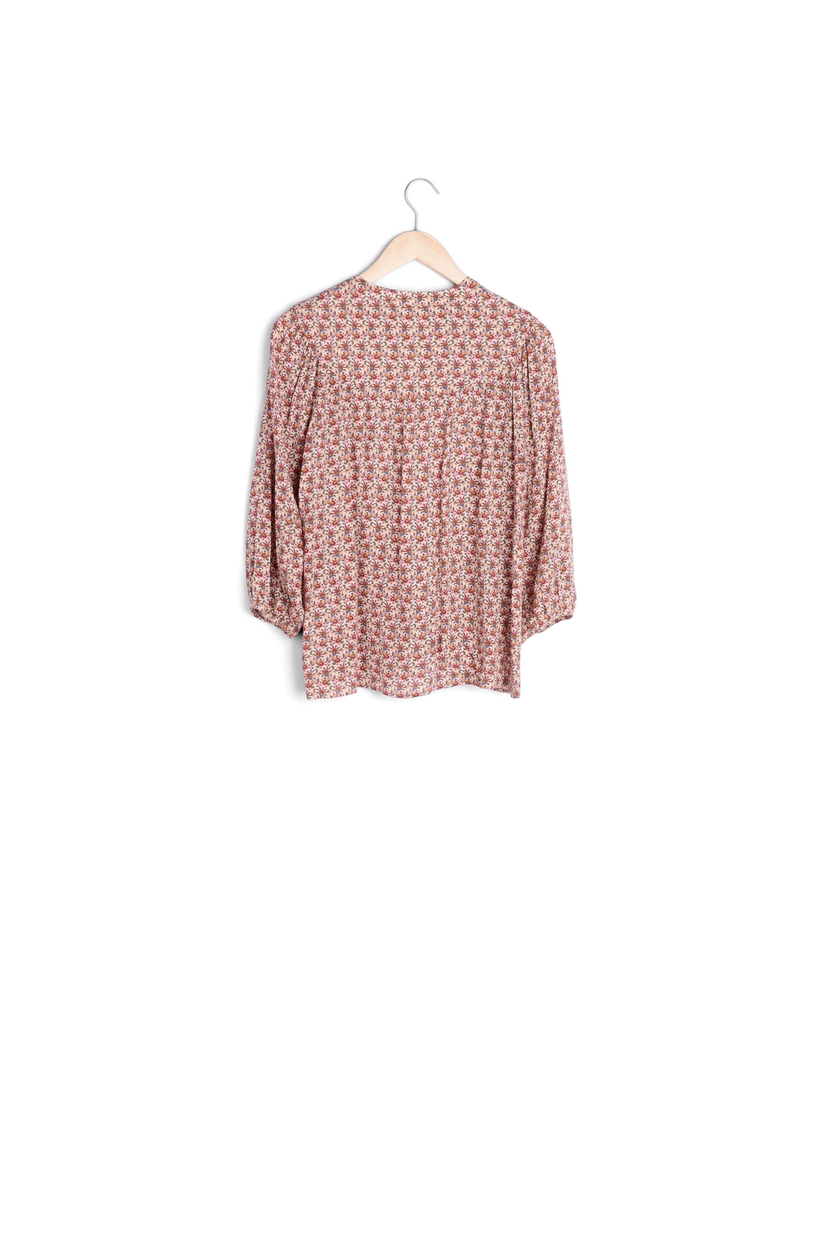 Blouse fluide imprimée rouge et beige Carina Faume - seconde main