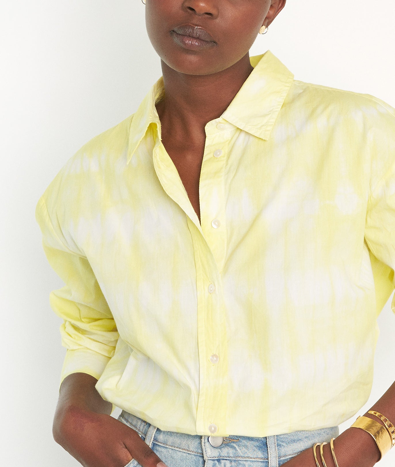 Chemisier tie and dye en coton citron Loren Faume - seconde main