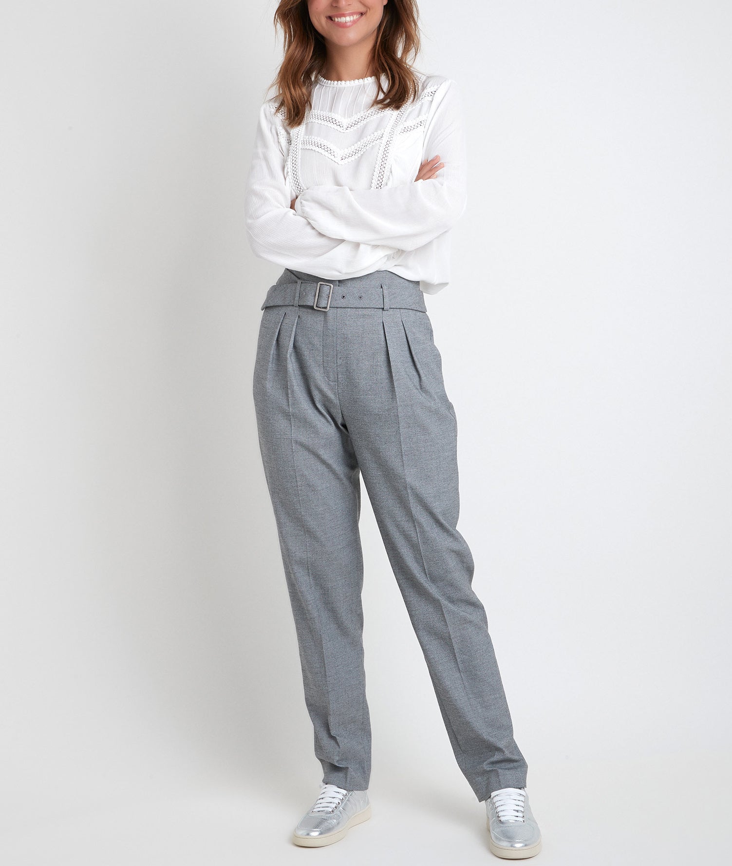 Pantalon cigarette fil à fil Iris Faume - seconde main