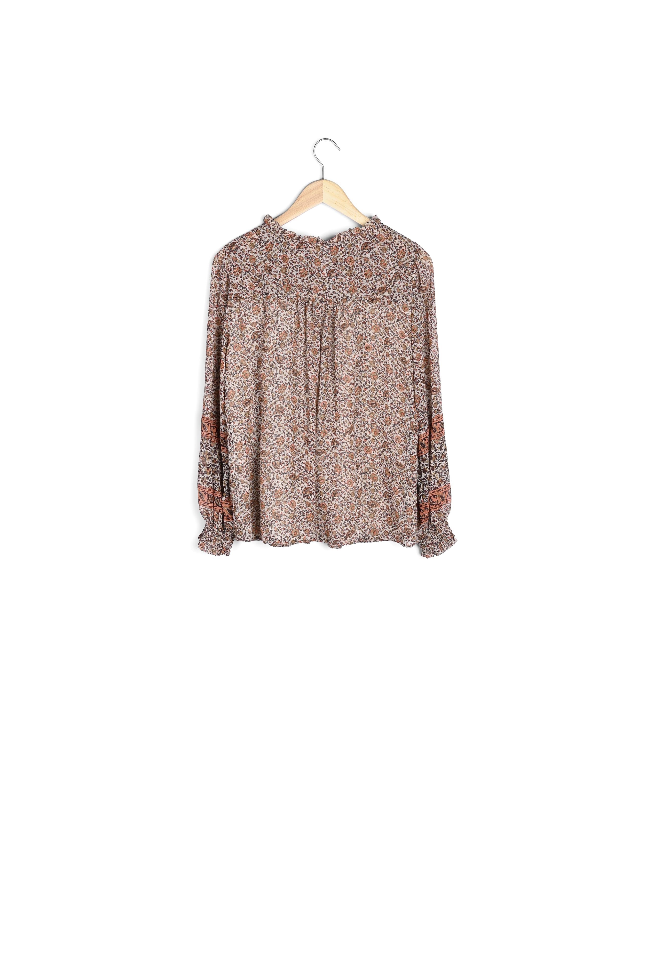 Blouse imprimée fleurie rose à manches longues Angelique Faume - seconde main