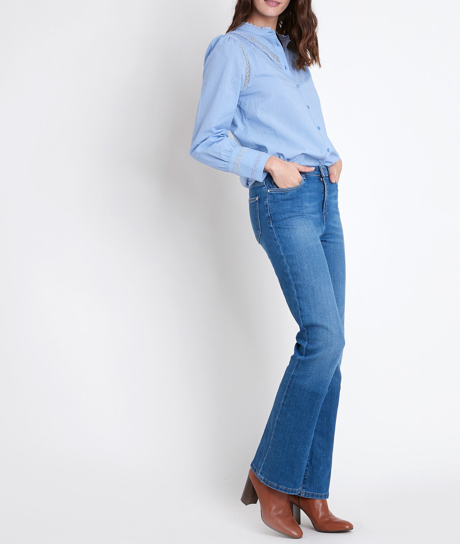 Blouse lavande brodée en coton Johana Faume - seconde main