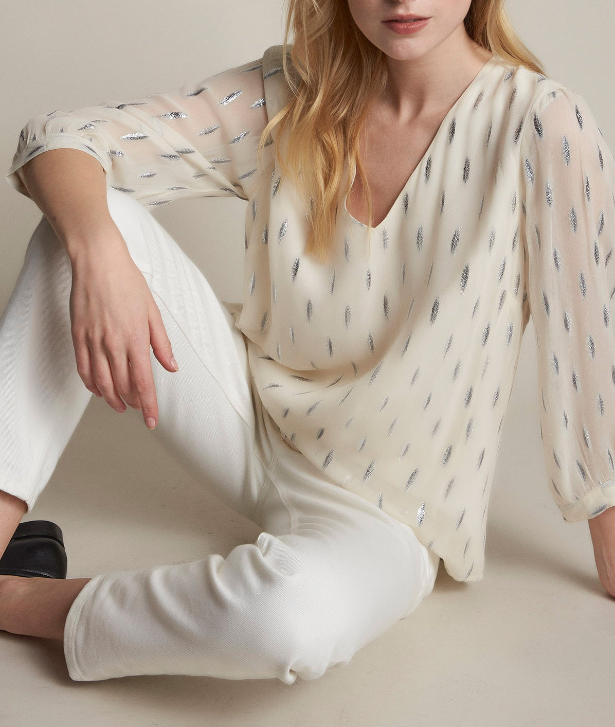 Blouse imprimé lurex Eliane Faume - seconde main