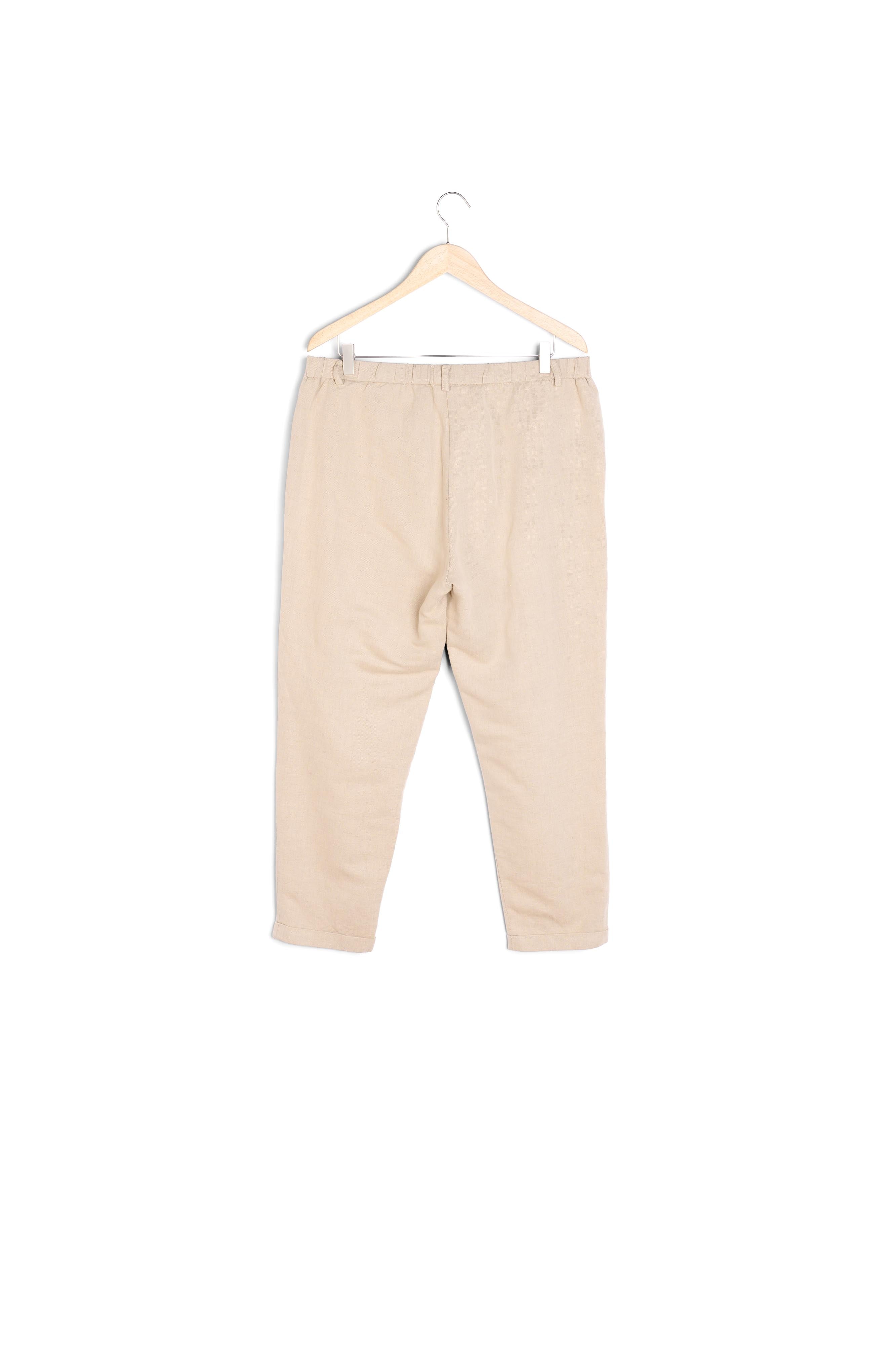 Pantalon chino en coton et lin beige Felix Faume - seconde main