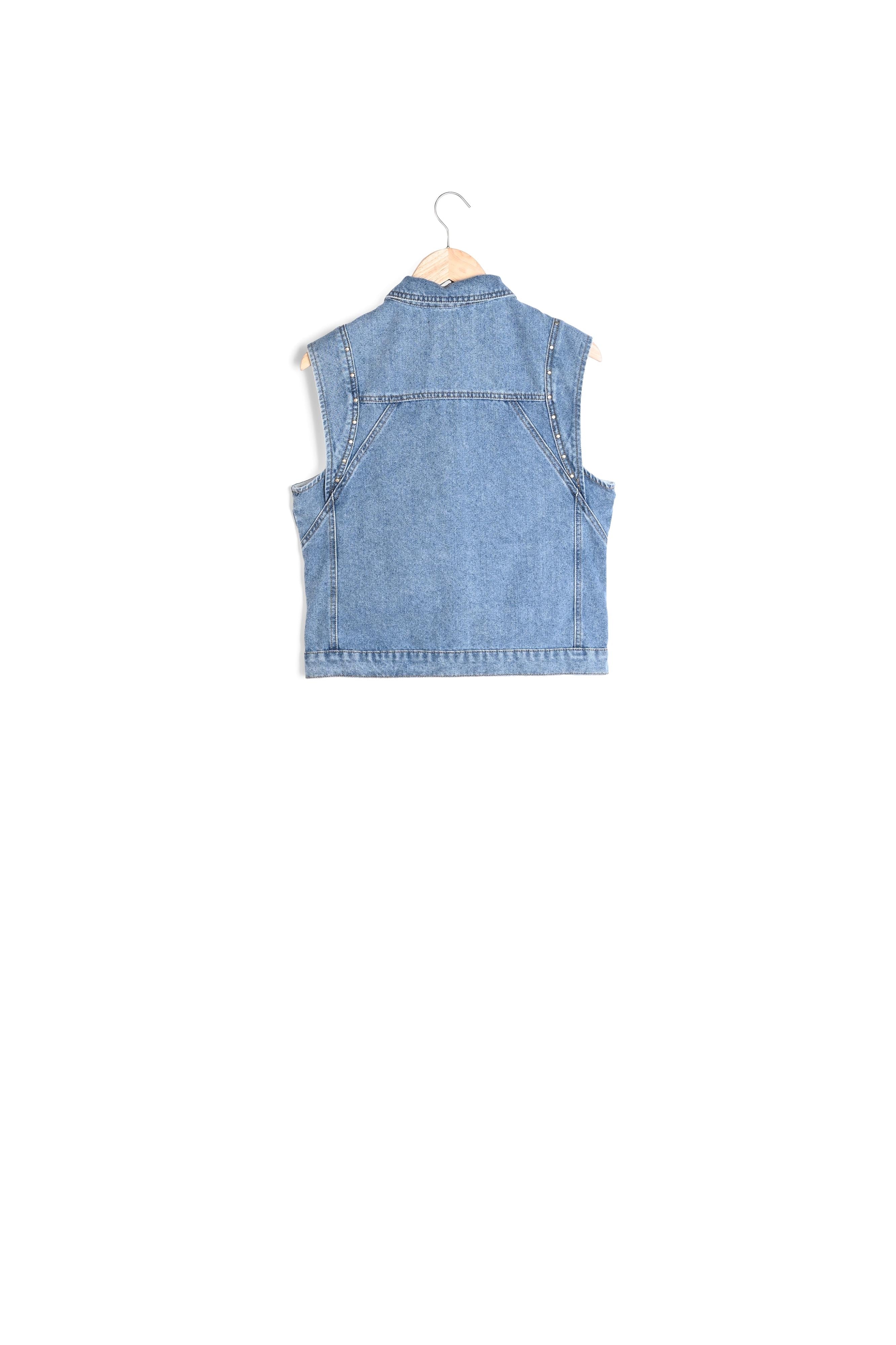 Veste en jean sans manches stone used Fanfan Faume - seconde main