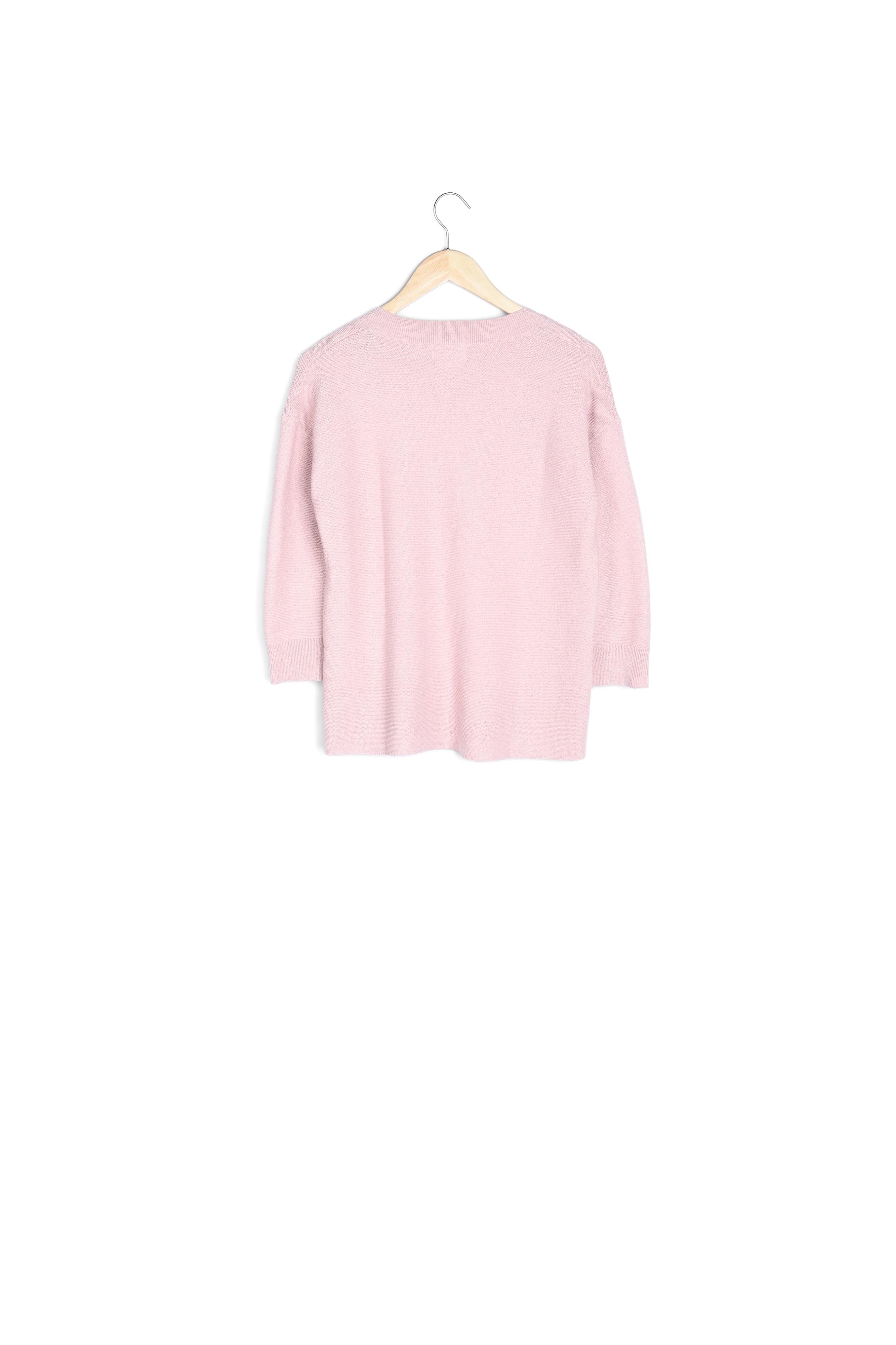 Pull fin au col V rose poudré Parana Faume - seconde main