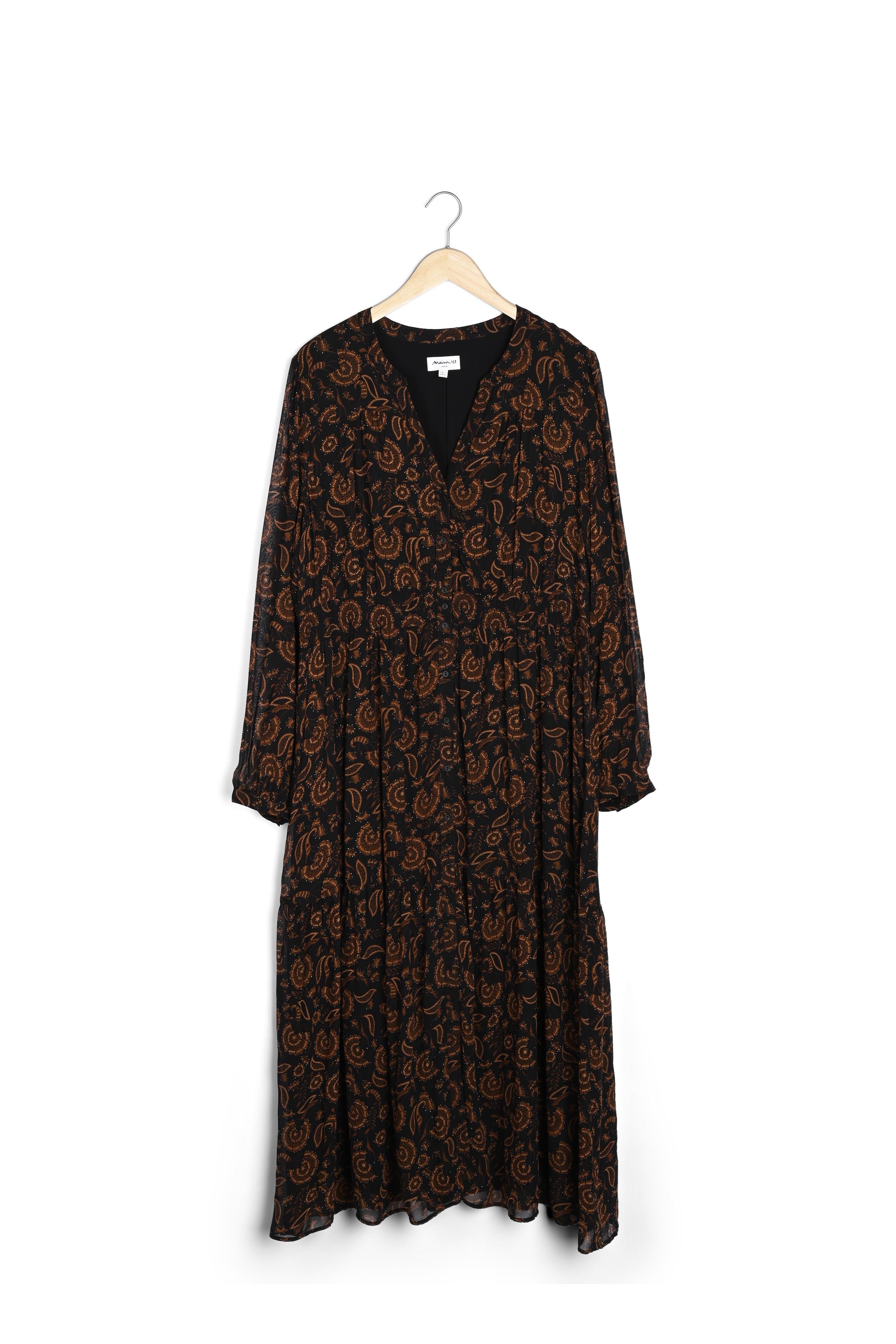 Robe longue imprimée noire Neline Faume - seconde main