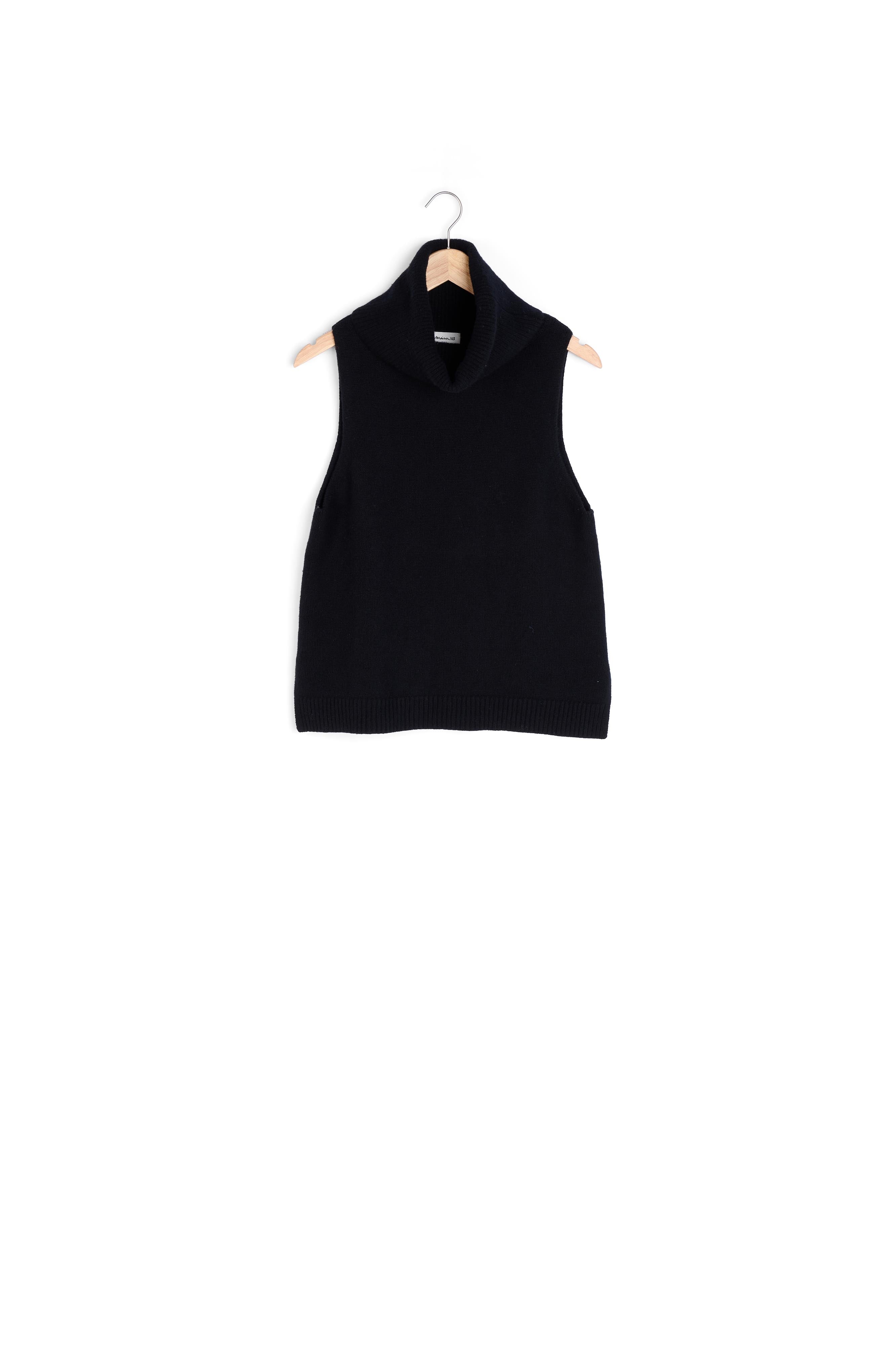 Pull sans manches en laine responsable noir Barclay Faume - seconde main