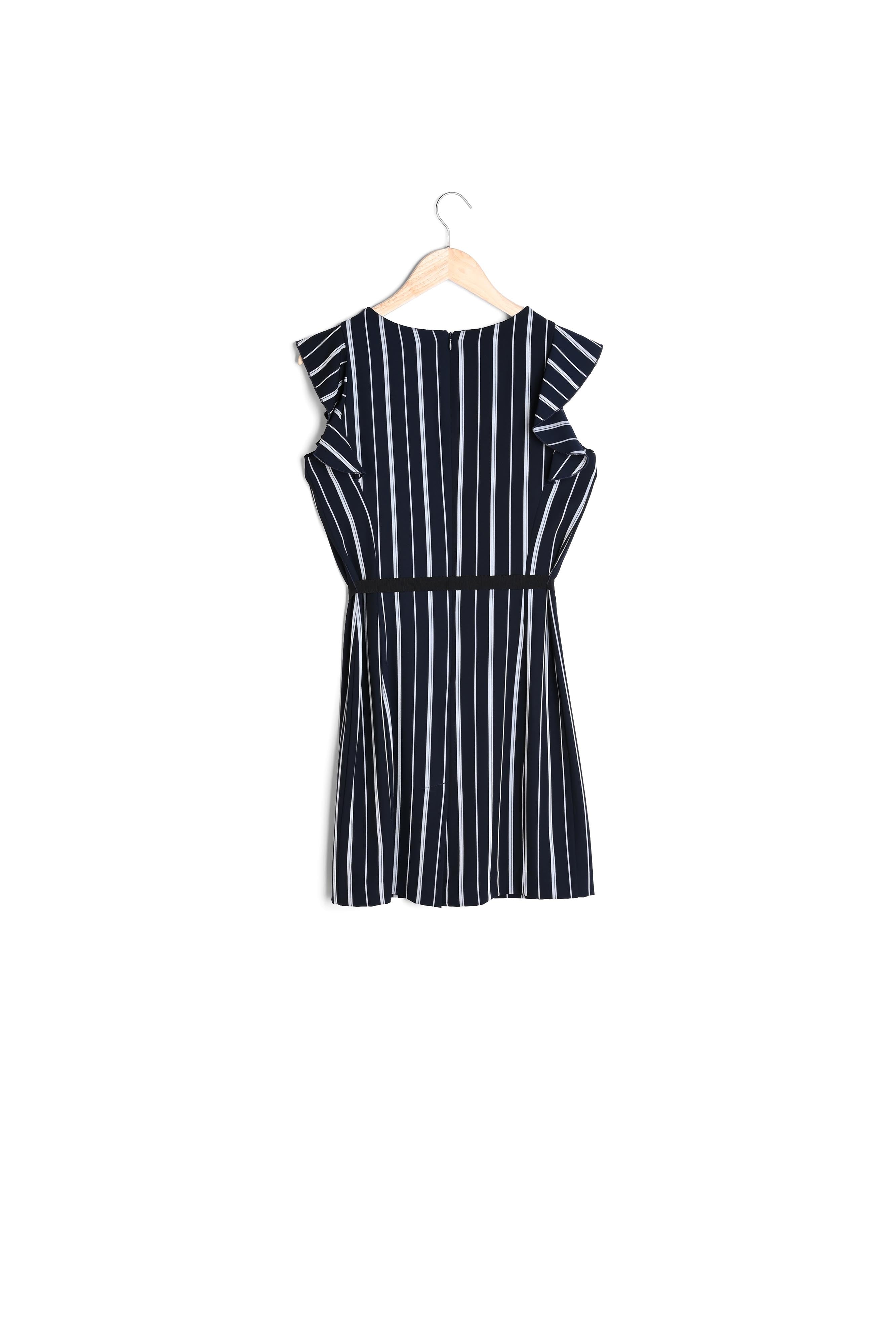 Robe marine rayée volants Laure Faume - seconde main