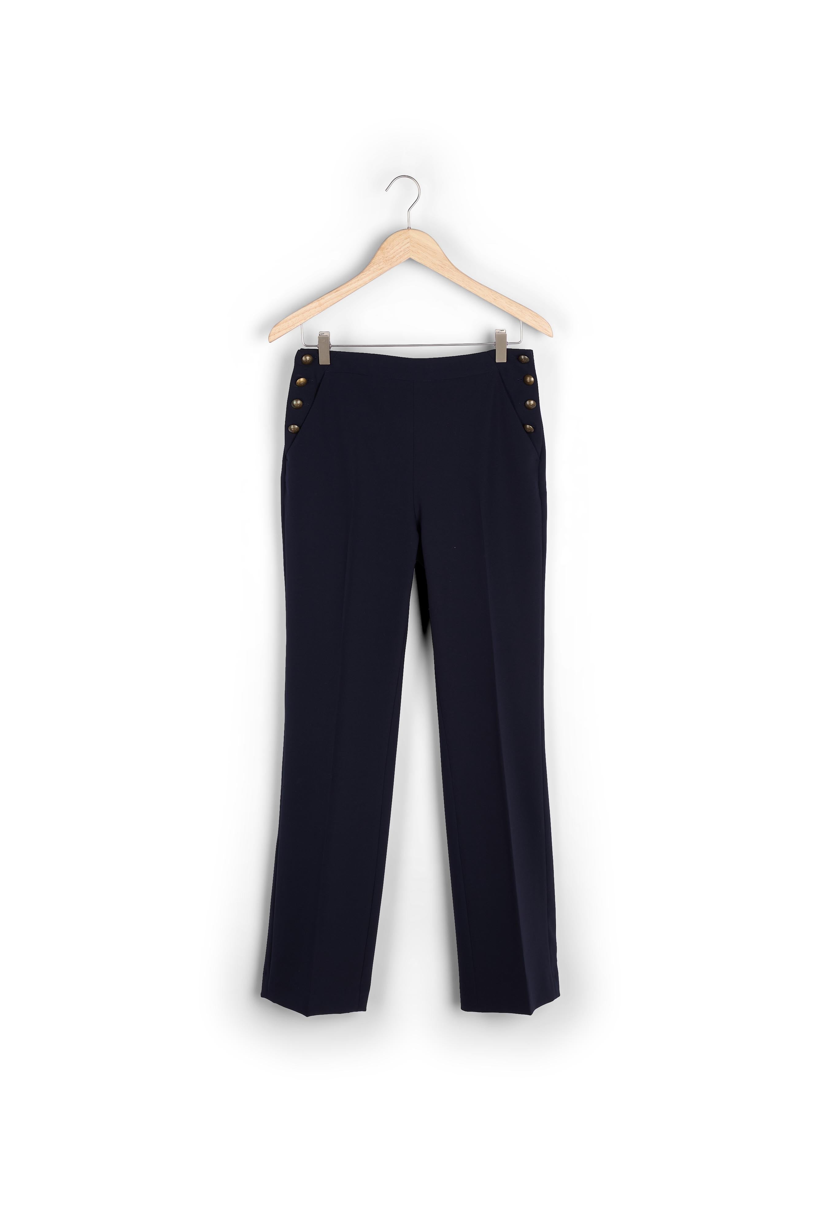 Pantalon de tailleur en microfibre marine David Faume - seconde main