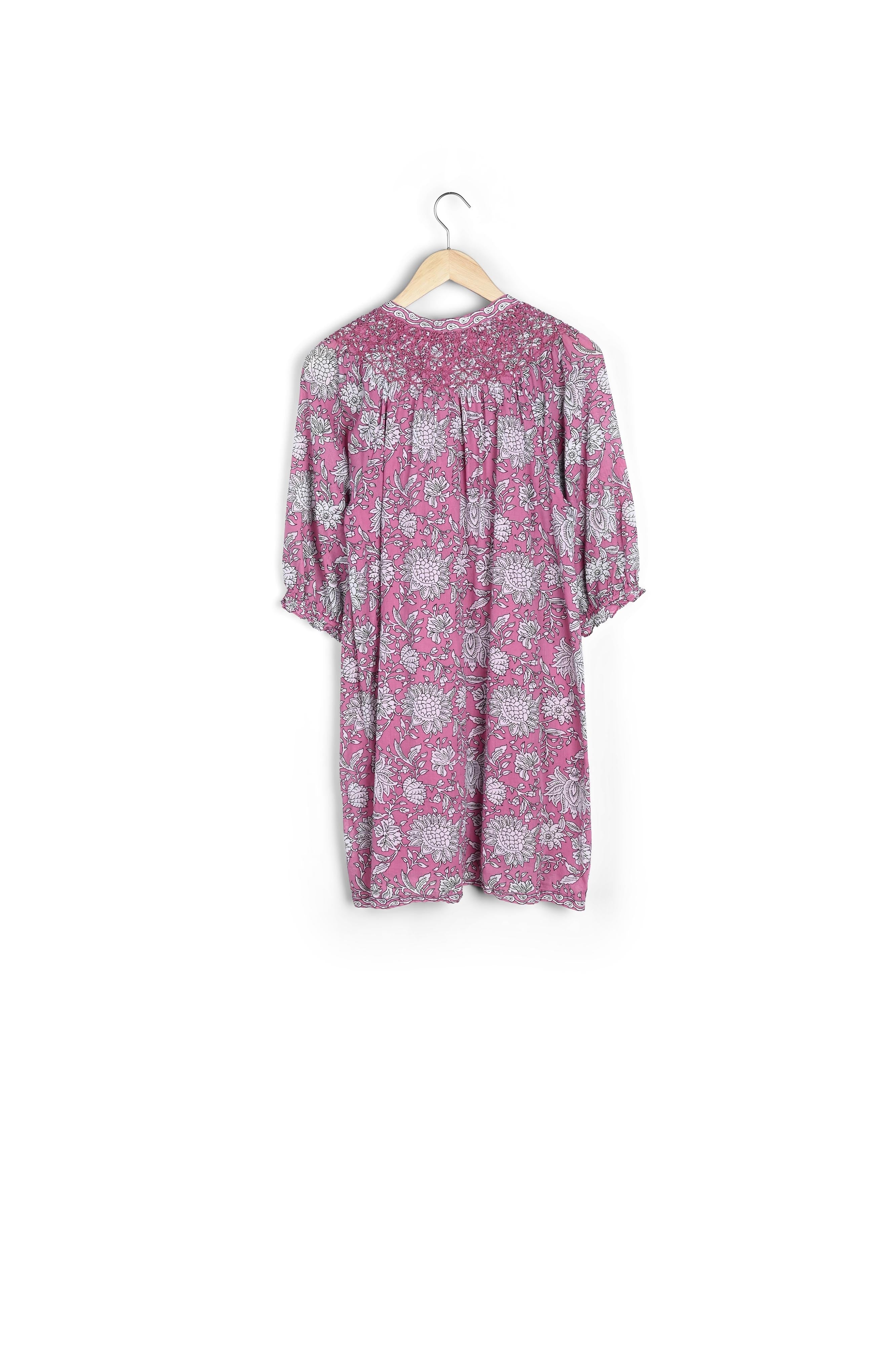 Robe courte imprimée en coton bio fuchsia Nibellule Faume - seconde main
