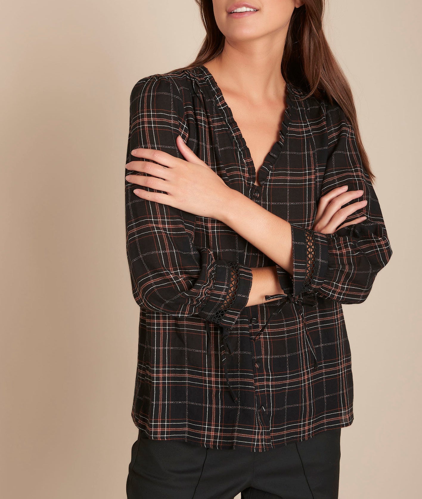 Blouse à carreaux Molly Faume - seconde main